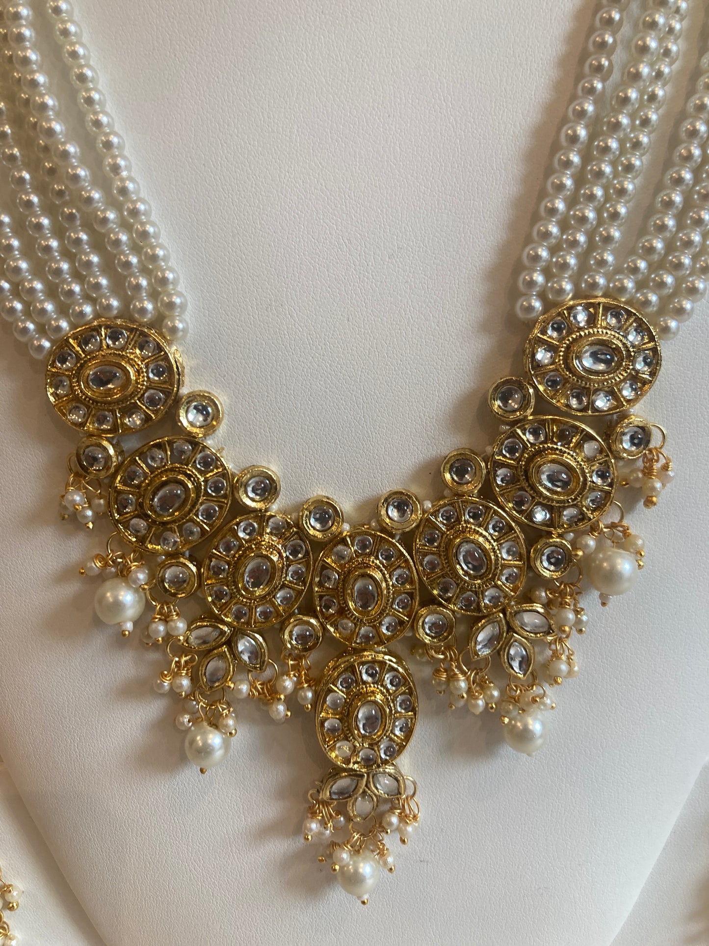 Anchal Long Necklace Kundan And Pearl Set (ST224)