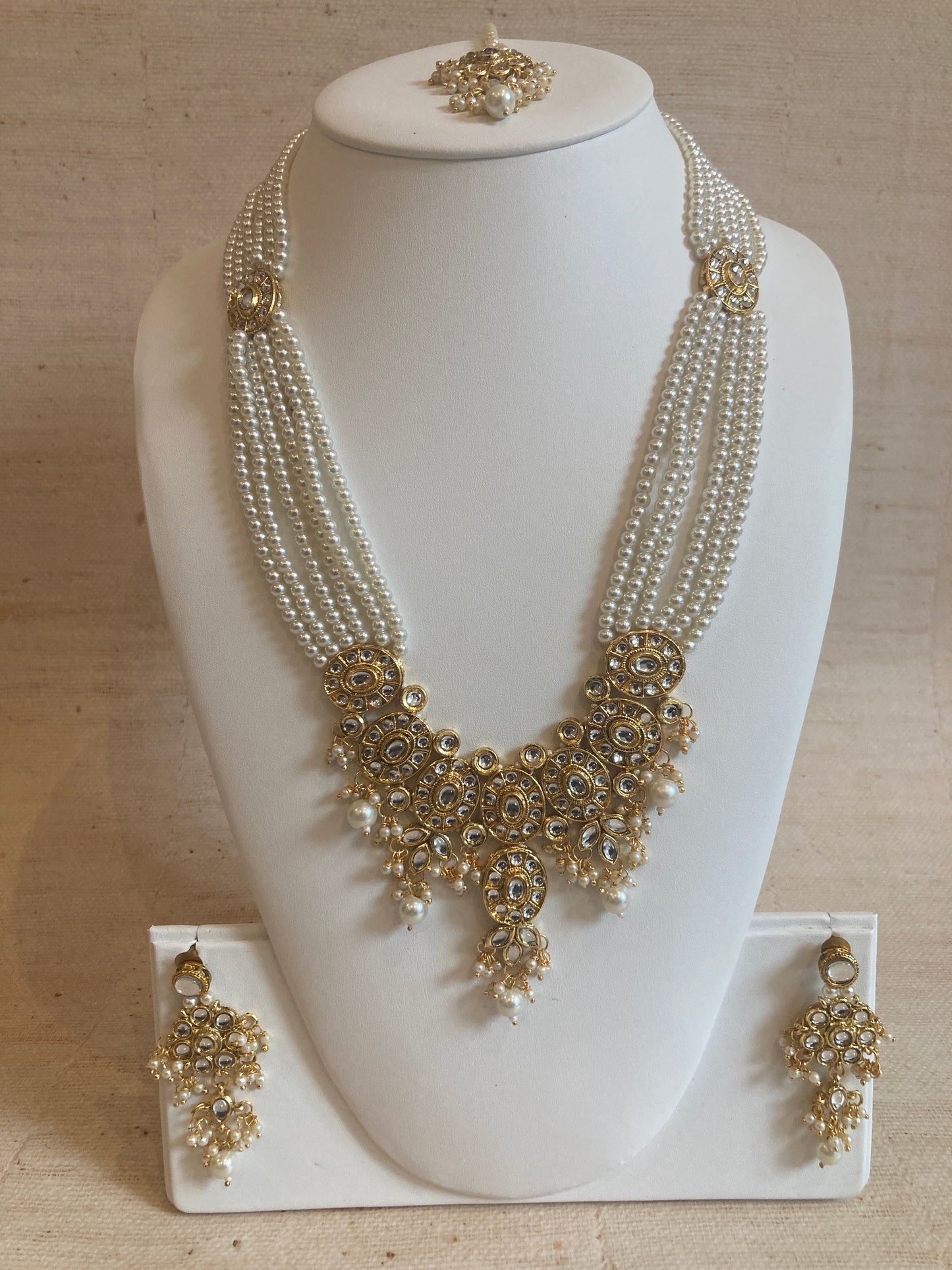 Anchal Long Necklace Kundan And Pearl Set (ST224)