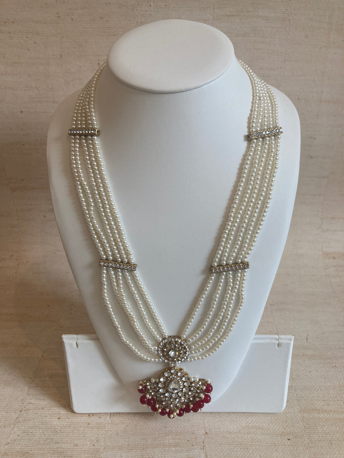 Riyasat Meenakari Kundan Pearl Set (ST128) (Silver Maroon)