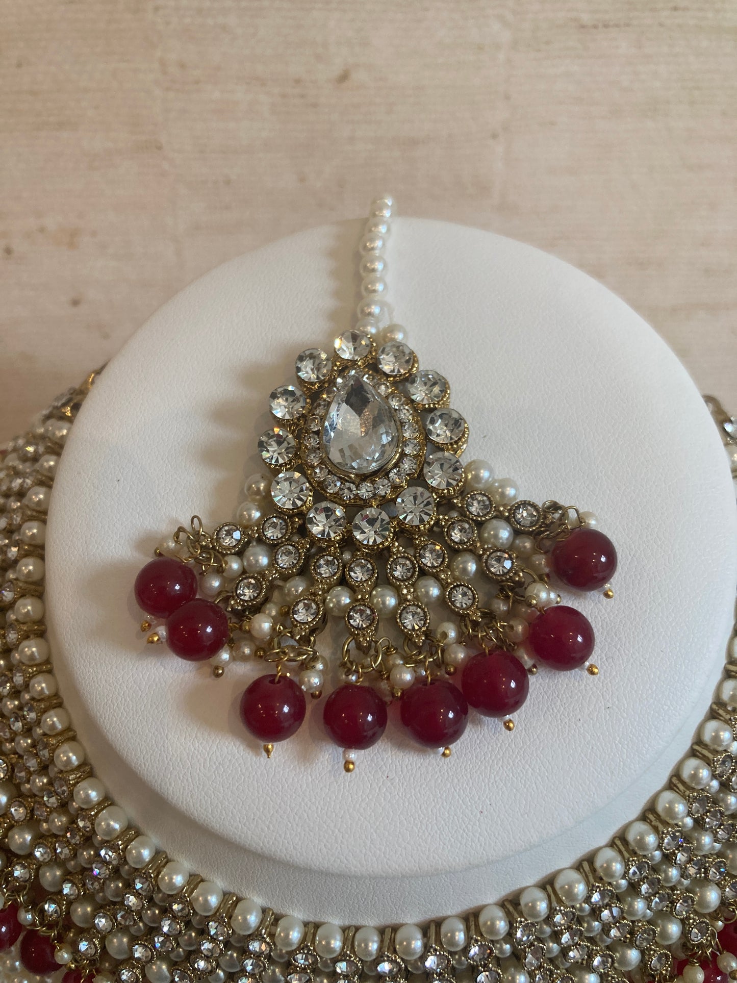 Riyasat Meenakari Kundan Pearl Set (ST128) (Silver Maroon)