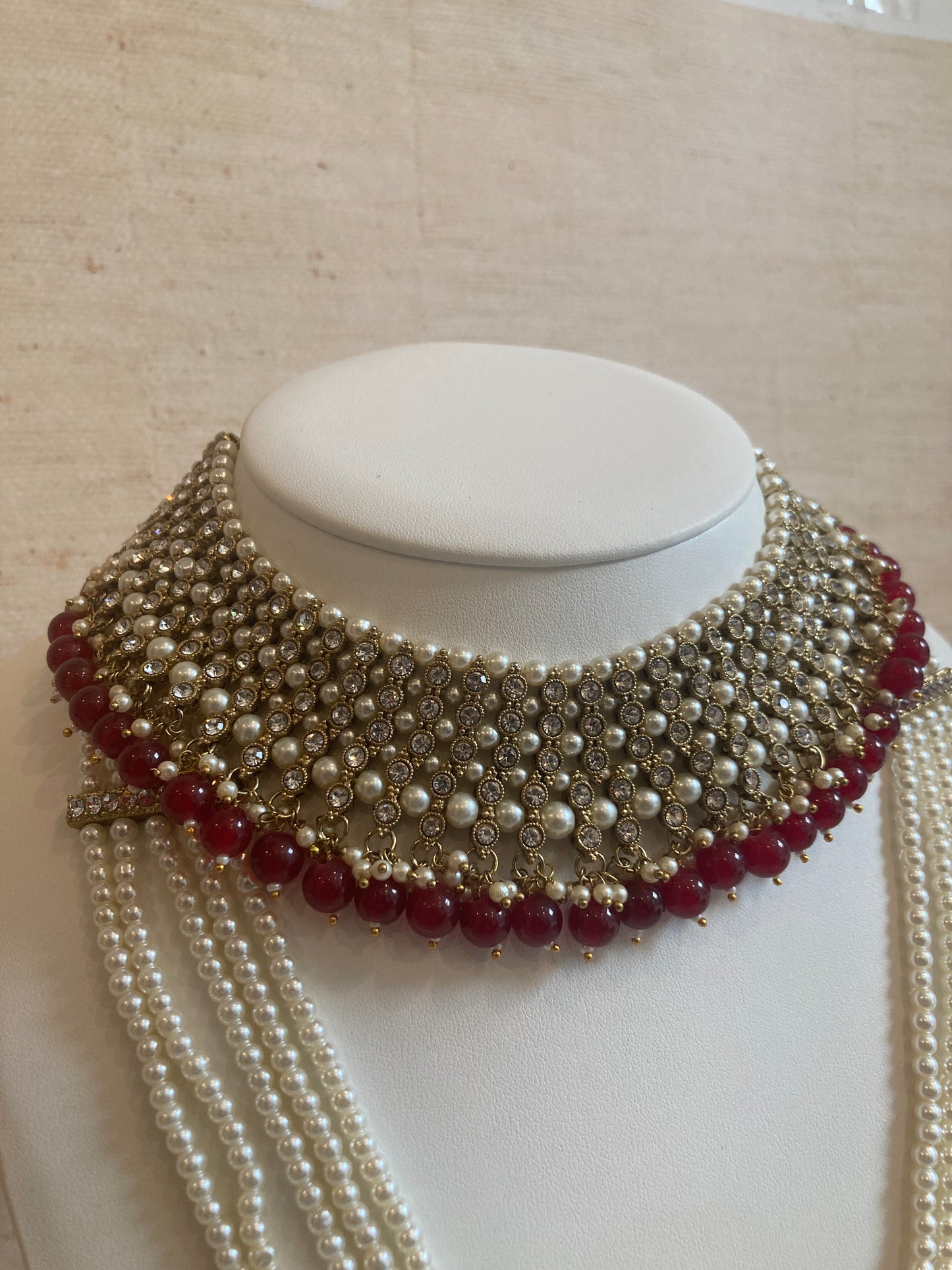 Riyasat Meenakari Kundan Pearl Set (ST128) (Silver Maroon)