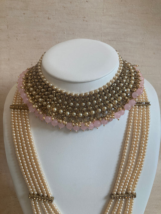 Riyasat Meenakari Kundan Pearl Set (ST128) (Antique Pink)