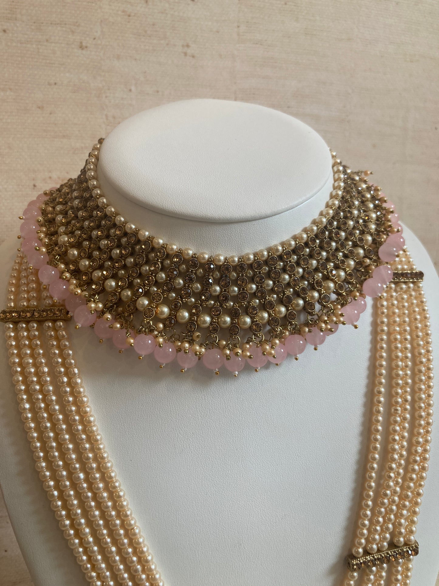 Riyasat Meenakari Kundan Pearl Set (ST128) (Antique Pink)