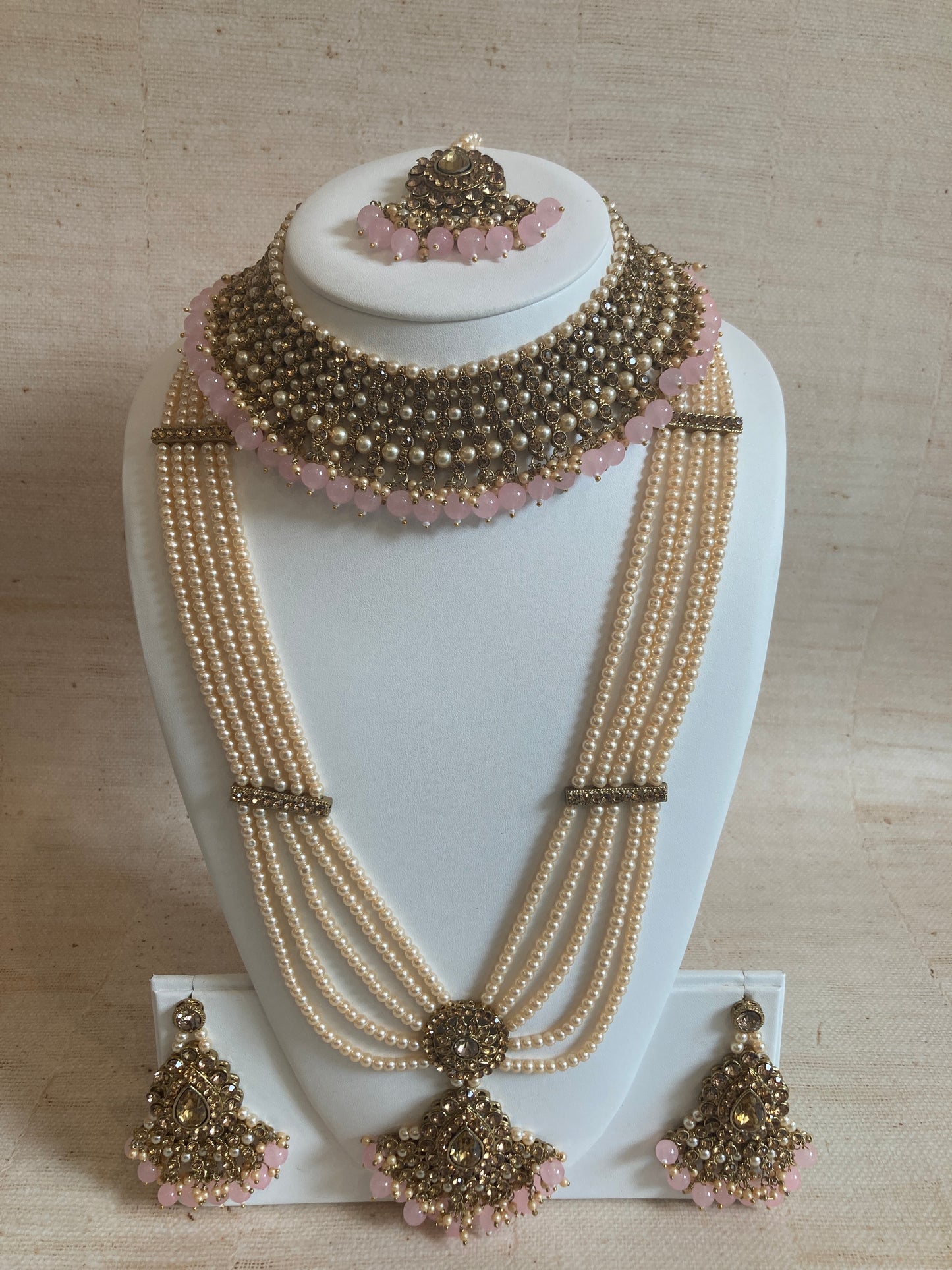 Riyasat Meenakari Kundan Pearl Set (ST128) (Antique Pink)