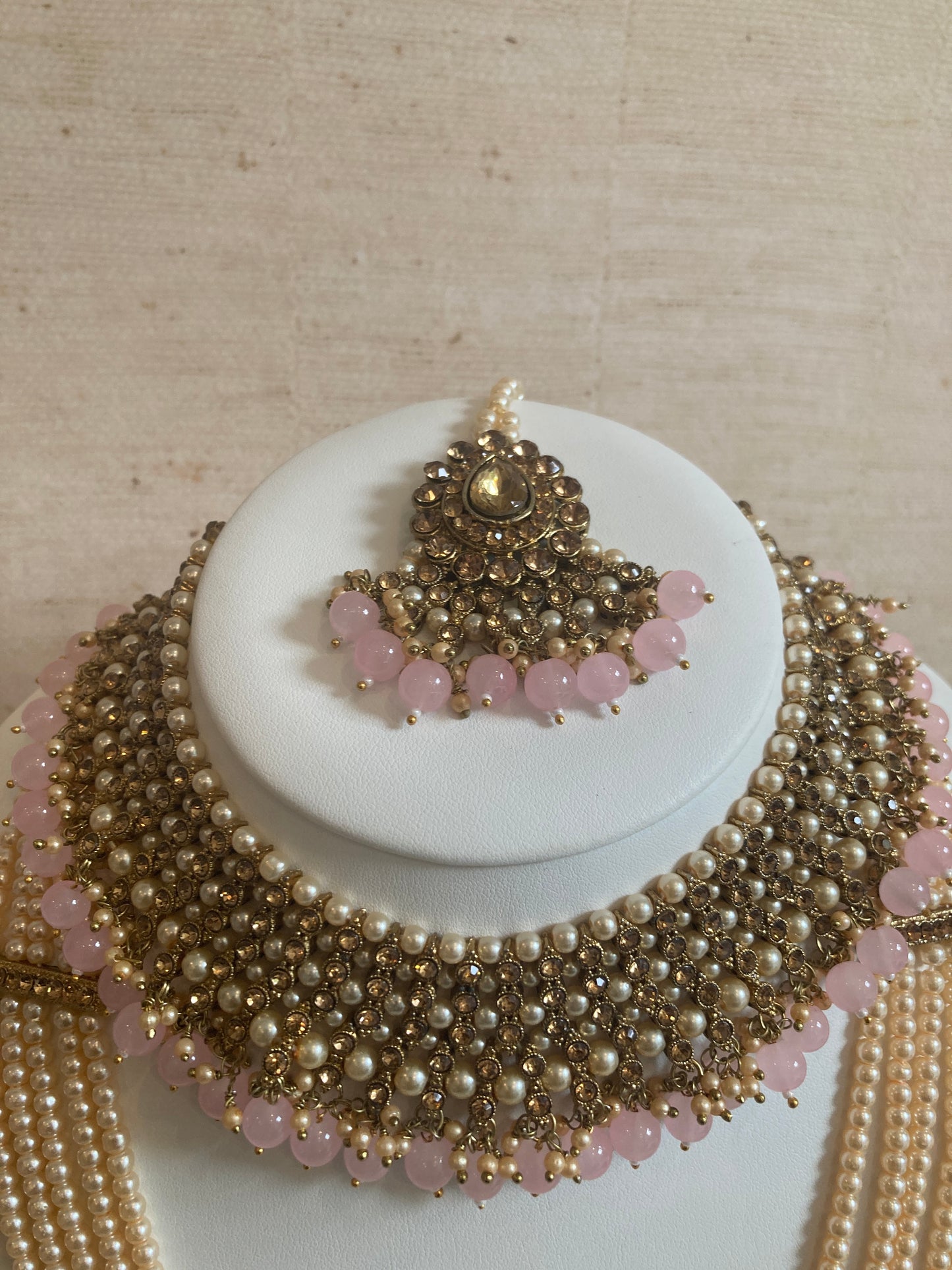 Riyasat Meenakari Kundan Pearl Set (ST128) (Antique Pink)
