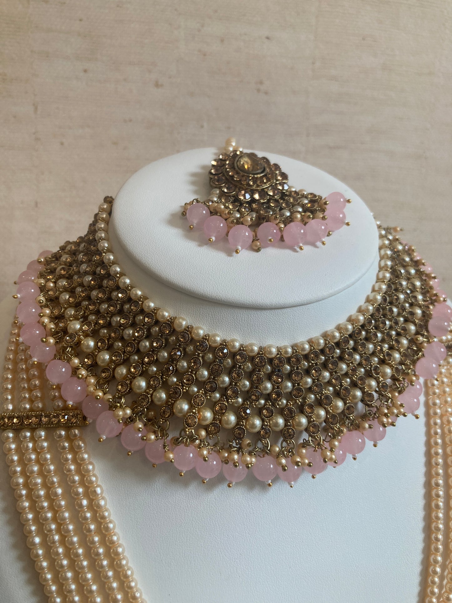 Riyasat Meenakari Kundan Pearl Set (ST128) (Antique Pink)