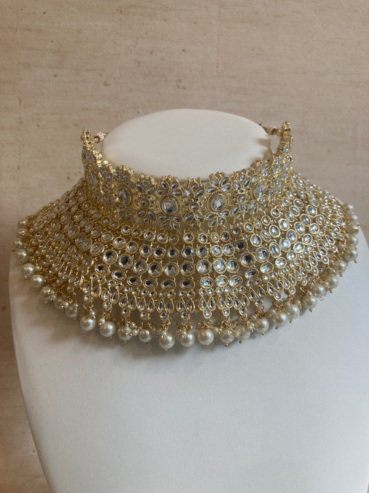 Maharani Gold Plated Kundan Choker Set (ST222) White
