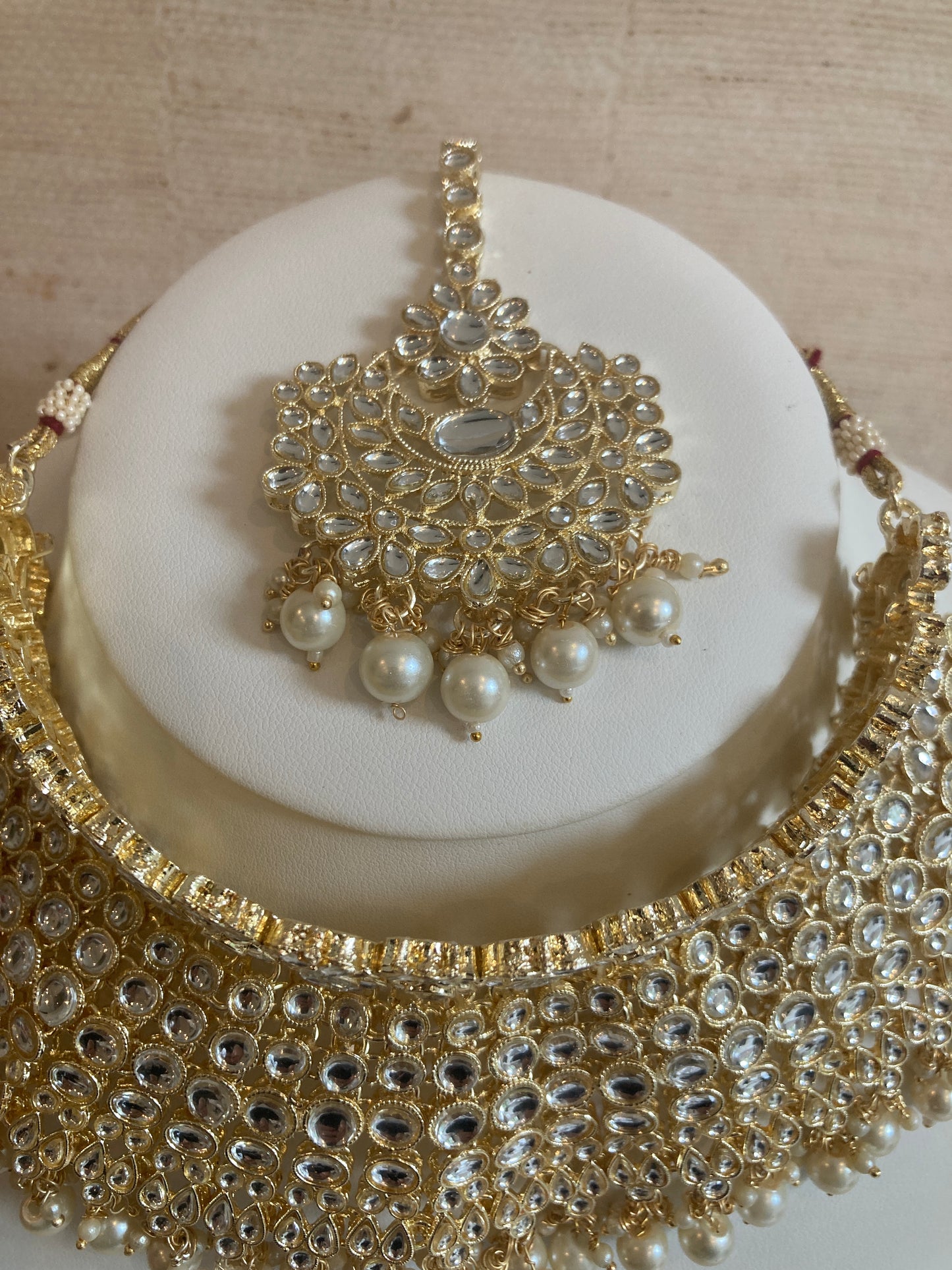 Maharani Gold Plated Kundan Choker Set (ST222) White