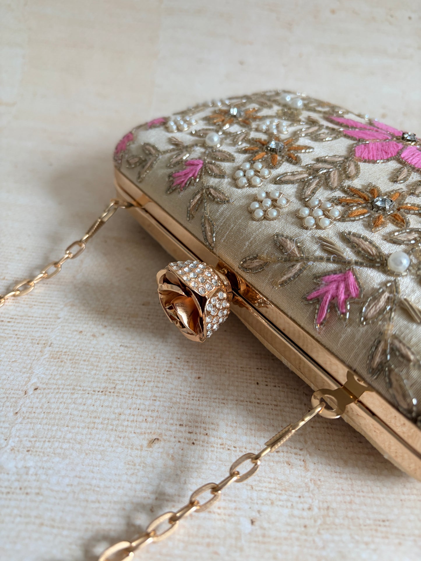 Amelia Gold Rectangular Clutch (ST11203)