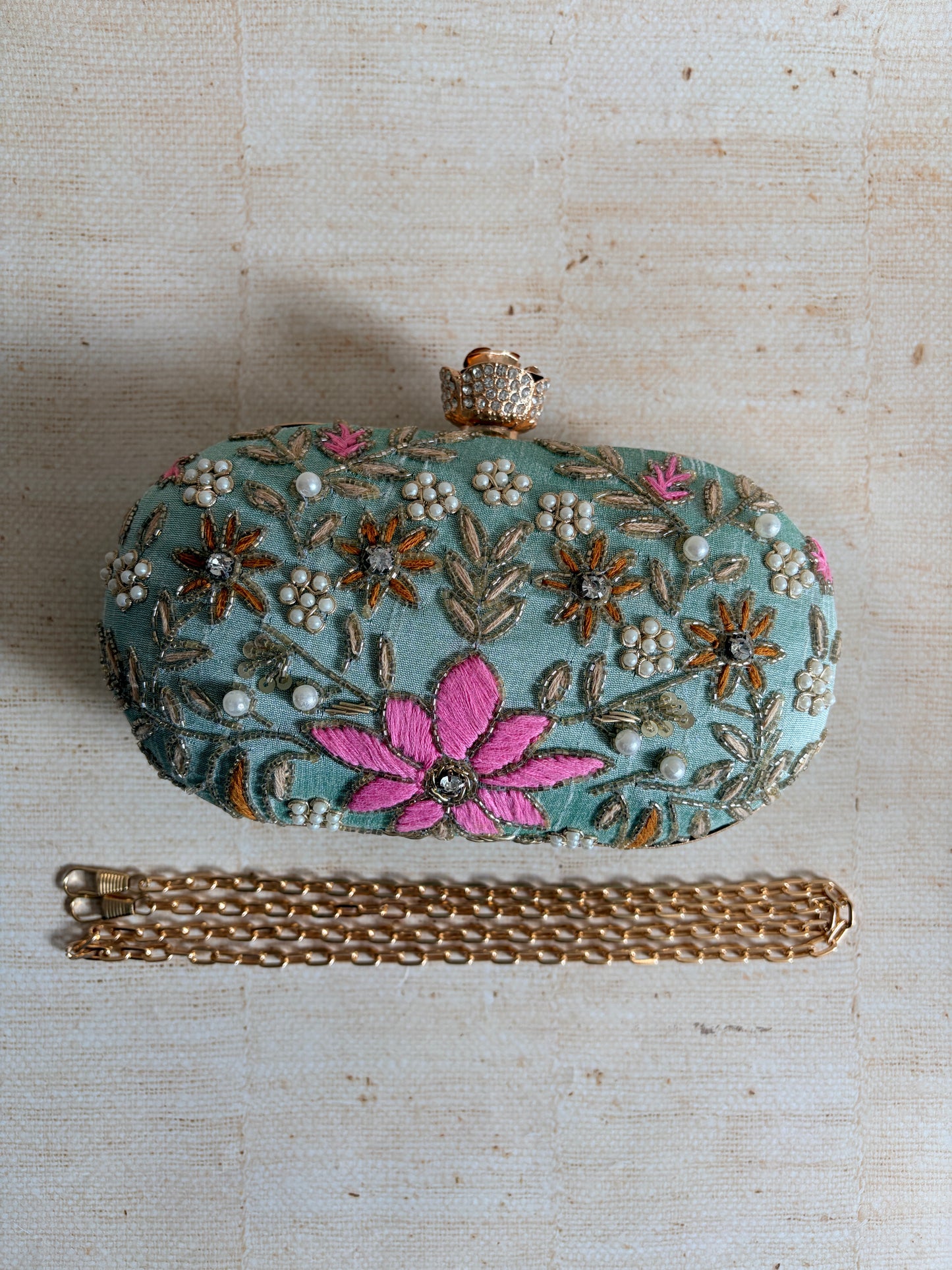 Amelia Green Oval Clutch (ST11203)