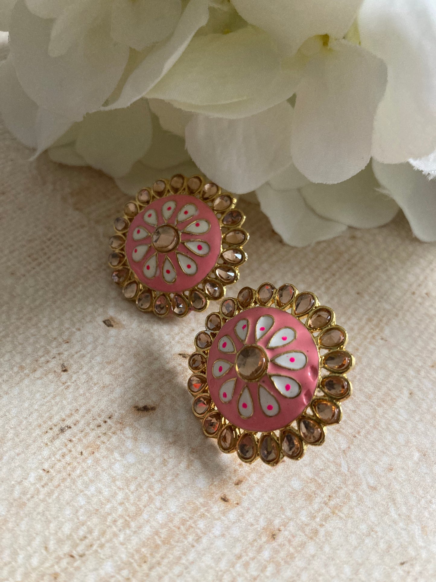 Pari Meenakari Stud Earrings (Pink) (ST1007)
