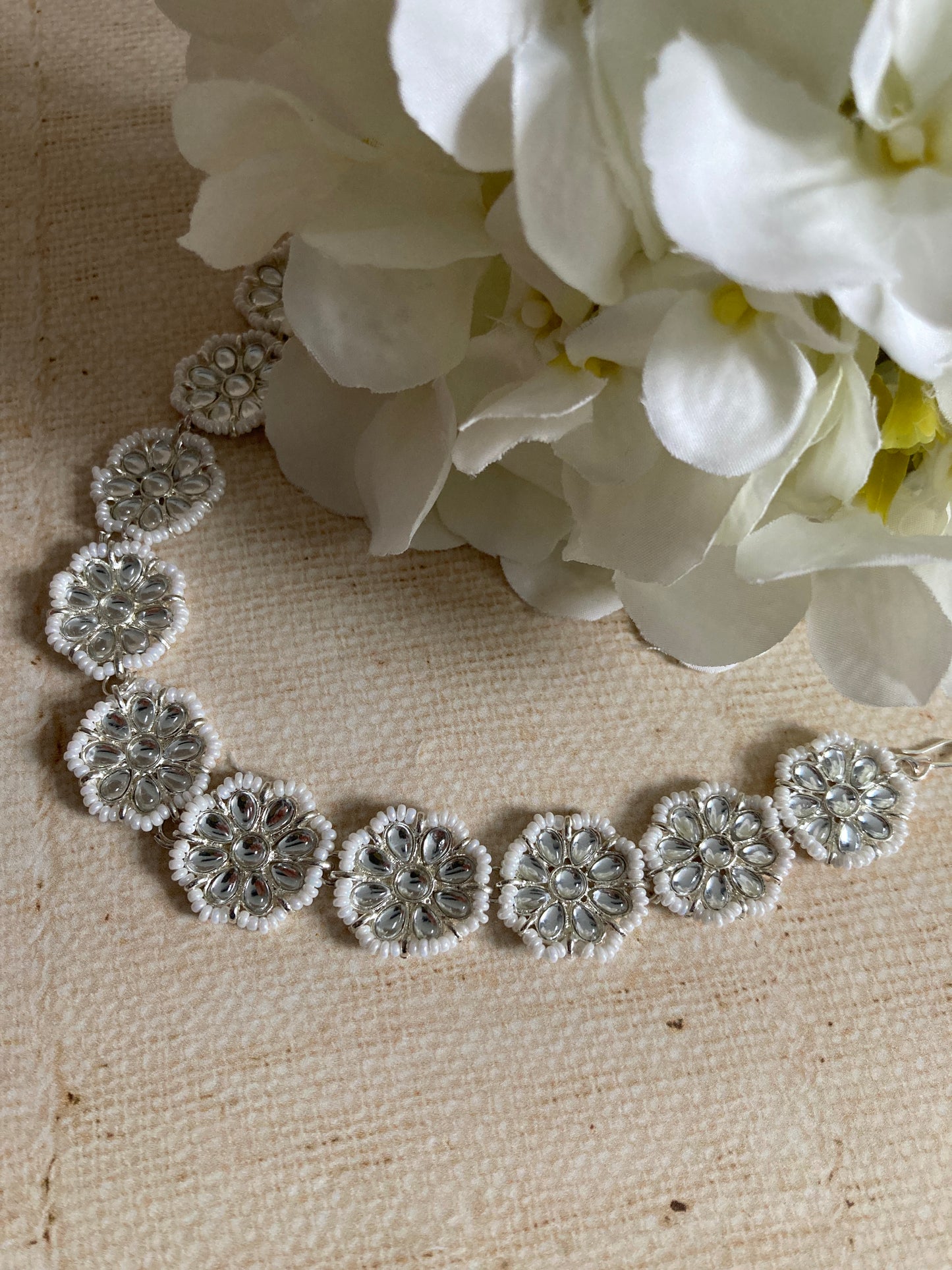 Giana Silver Flower Sheeshphool/Hairband (ST754)