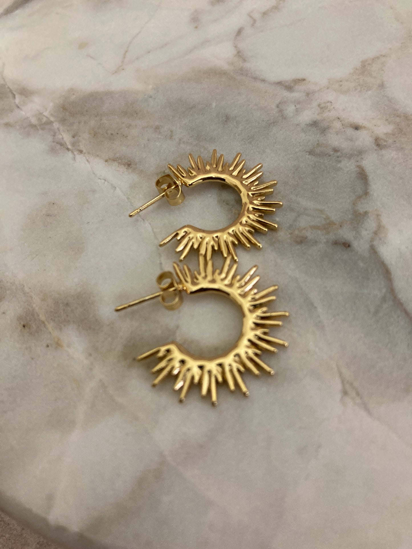 Sun 18K Gold Plated Ear Studs (ST805) (Gold)