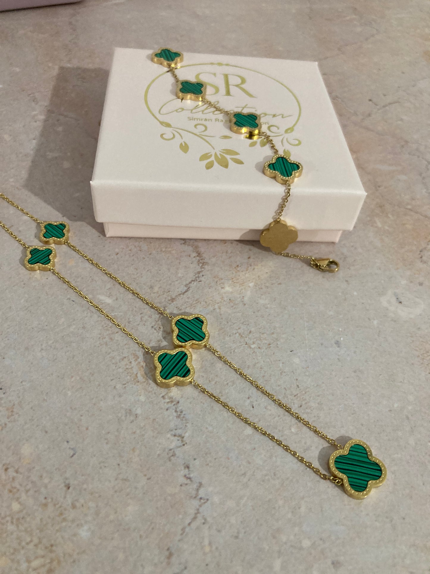 Buy Gold Emerald Clover Bracelet