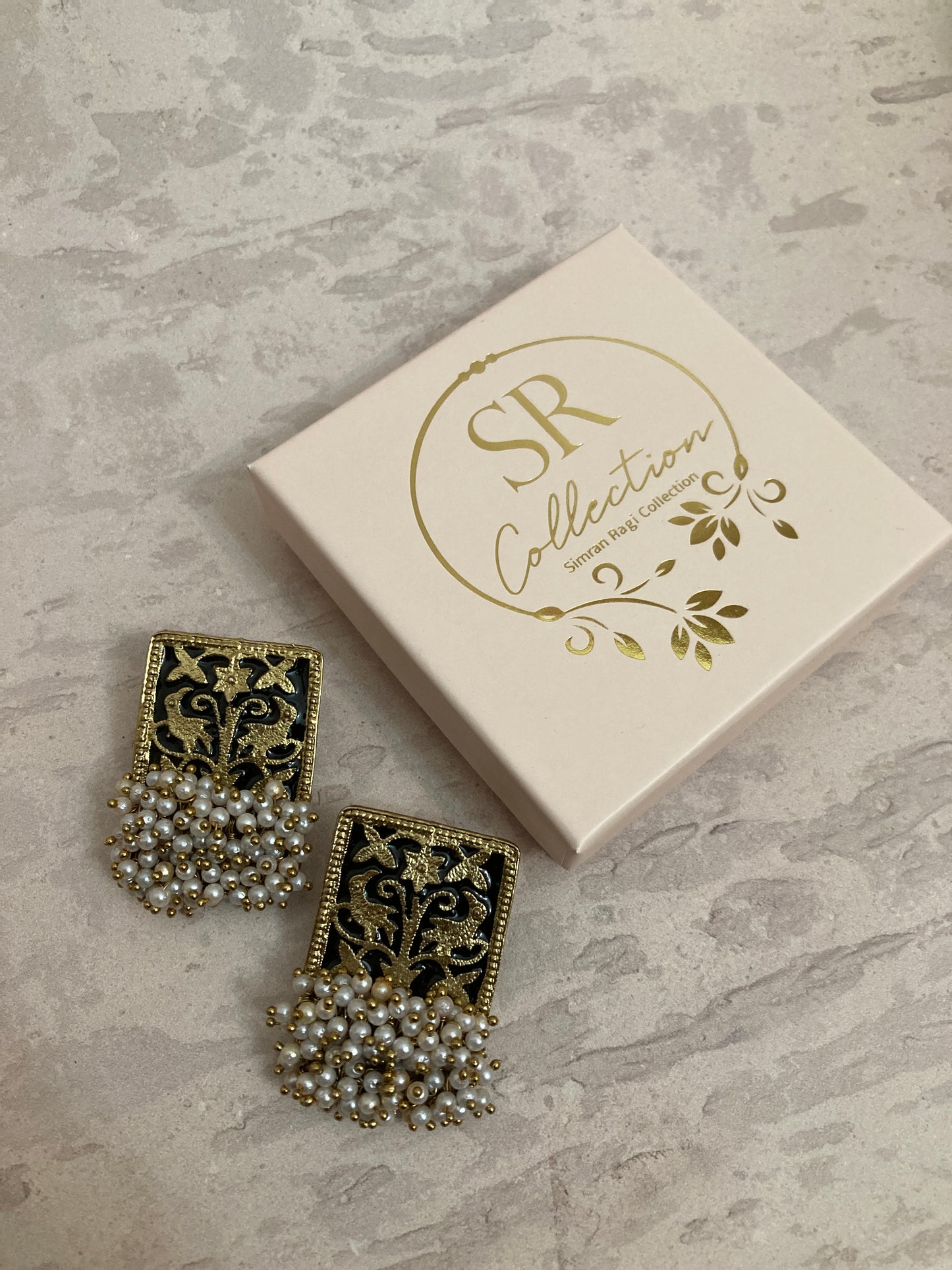 Mahira Meenakari Earrings (Black) (ST718)