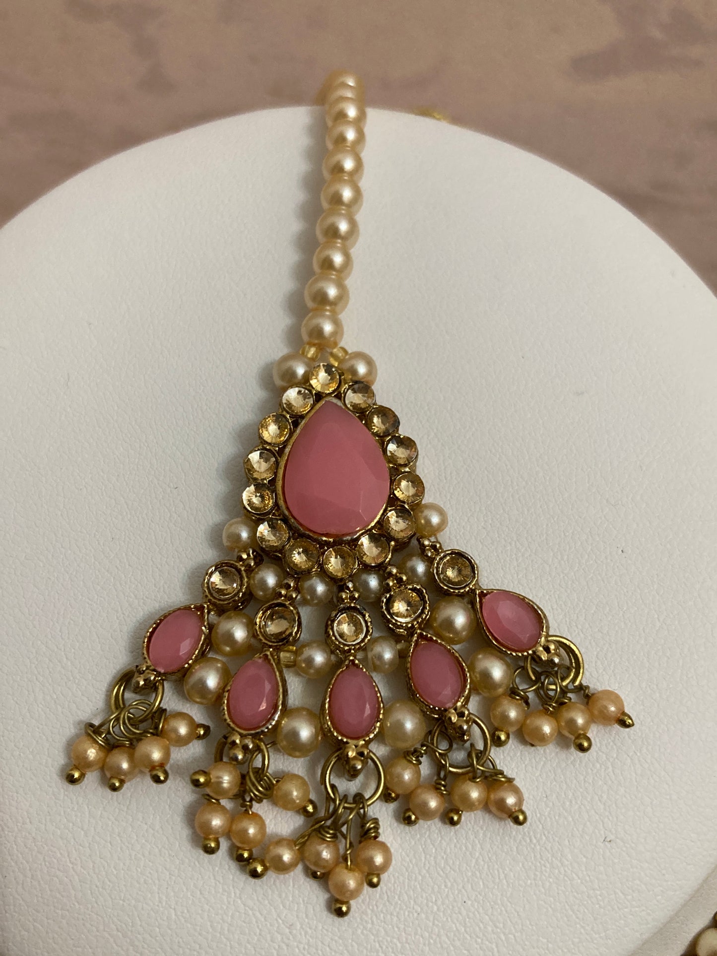 Manika Kundan And Pearl Choker Set (ST185) (Pink)