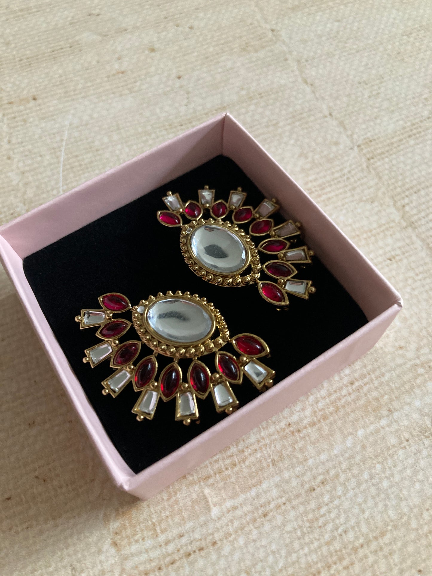 Nova Hot Pink Kundan Earrings (ST981)