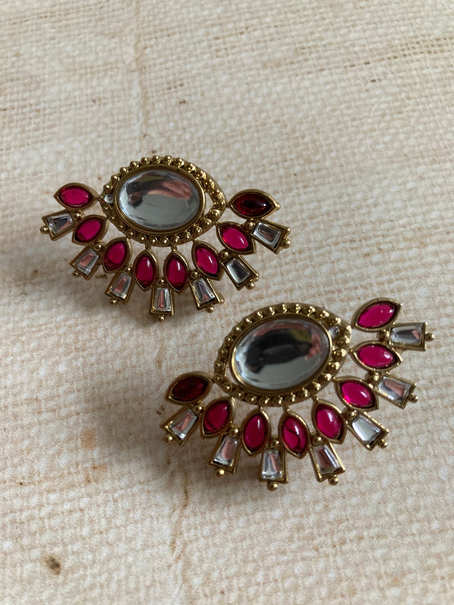 Nova Hot Pink Kundan Earrings (ST981)