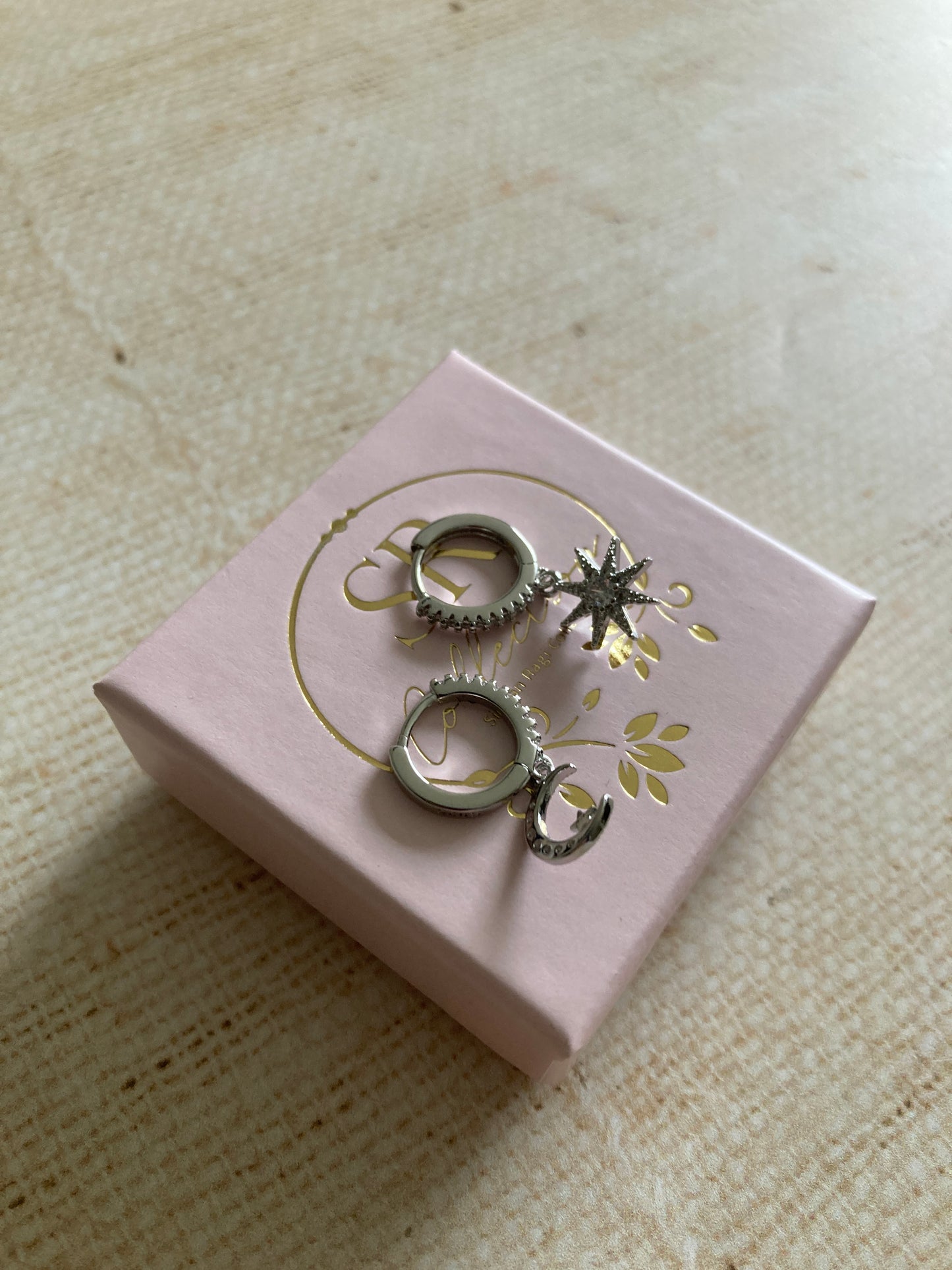 Silver Moon and Star Hoop Earrings (ST994)