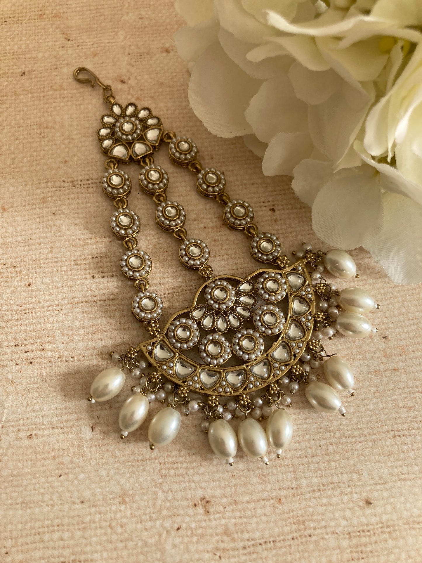 Chand Antique Gold Pearl Passa/Jhumar (ST1032)