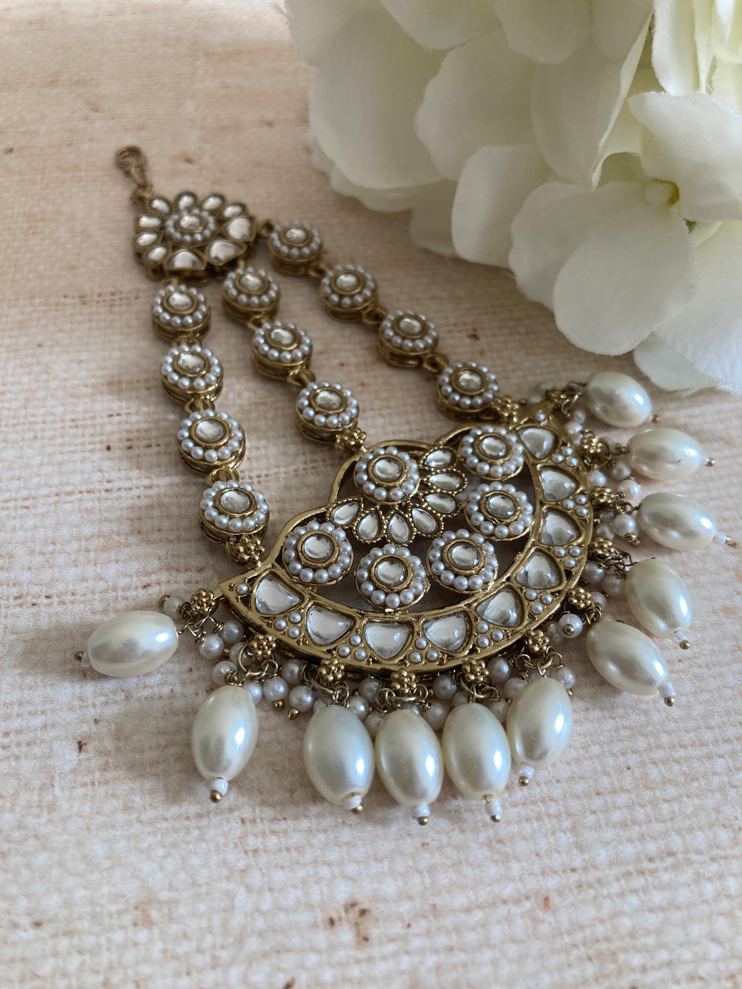 Chand Antique Gold Pearl Passa/Jhumar (ST1032)