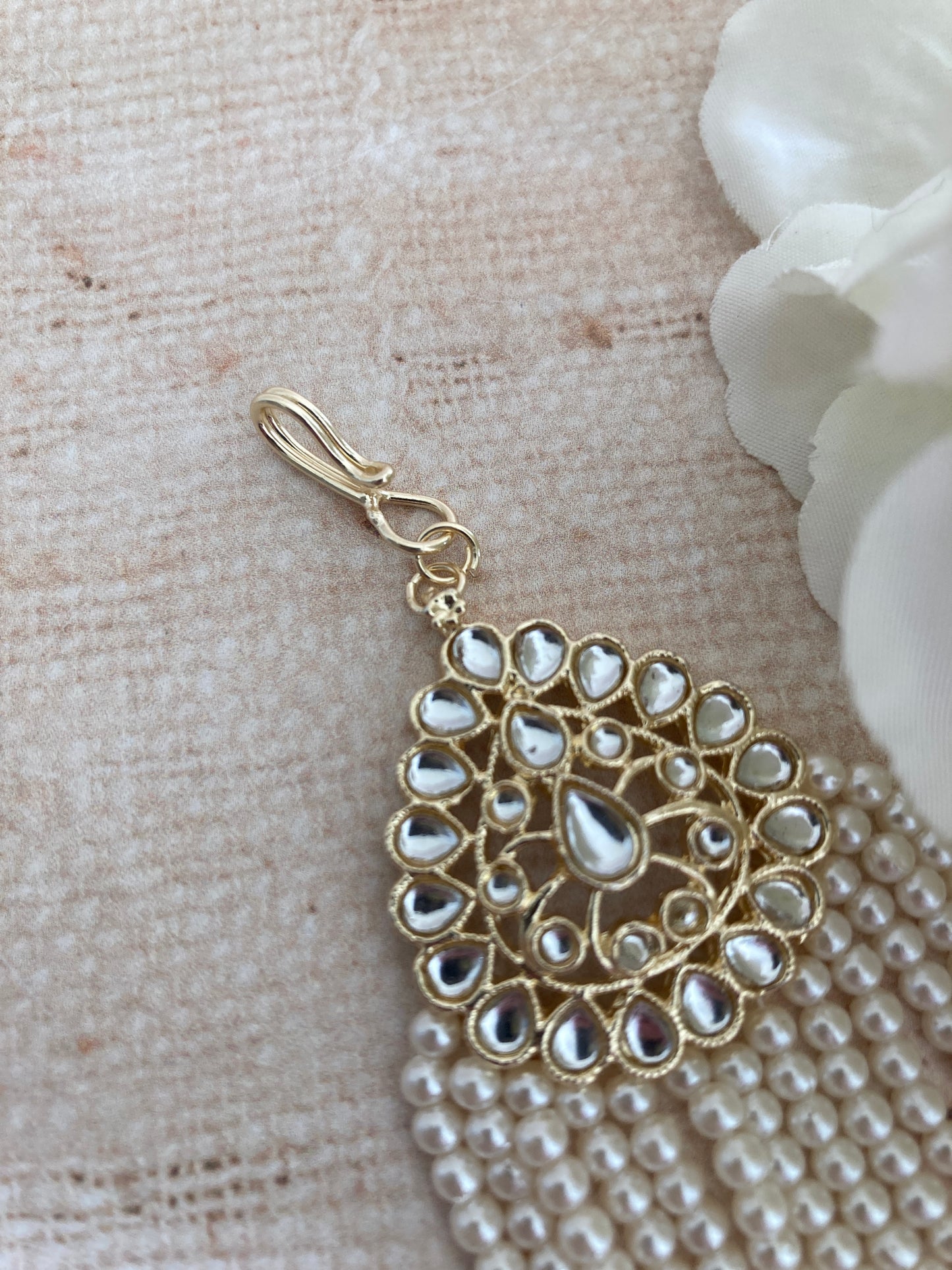 Rania Gold Plated Pearl Passa/Jhumar (ST1033)