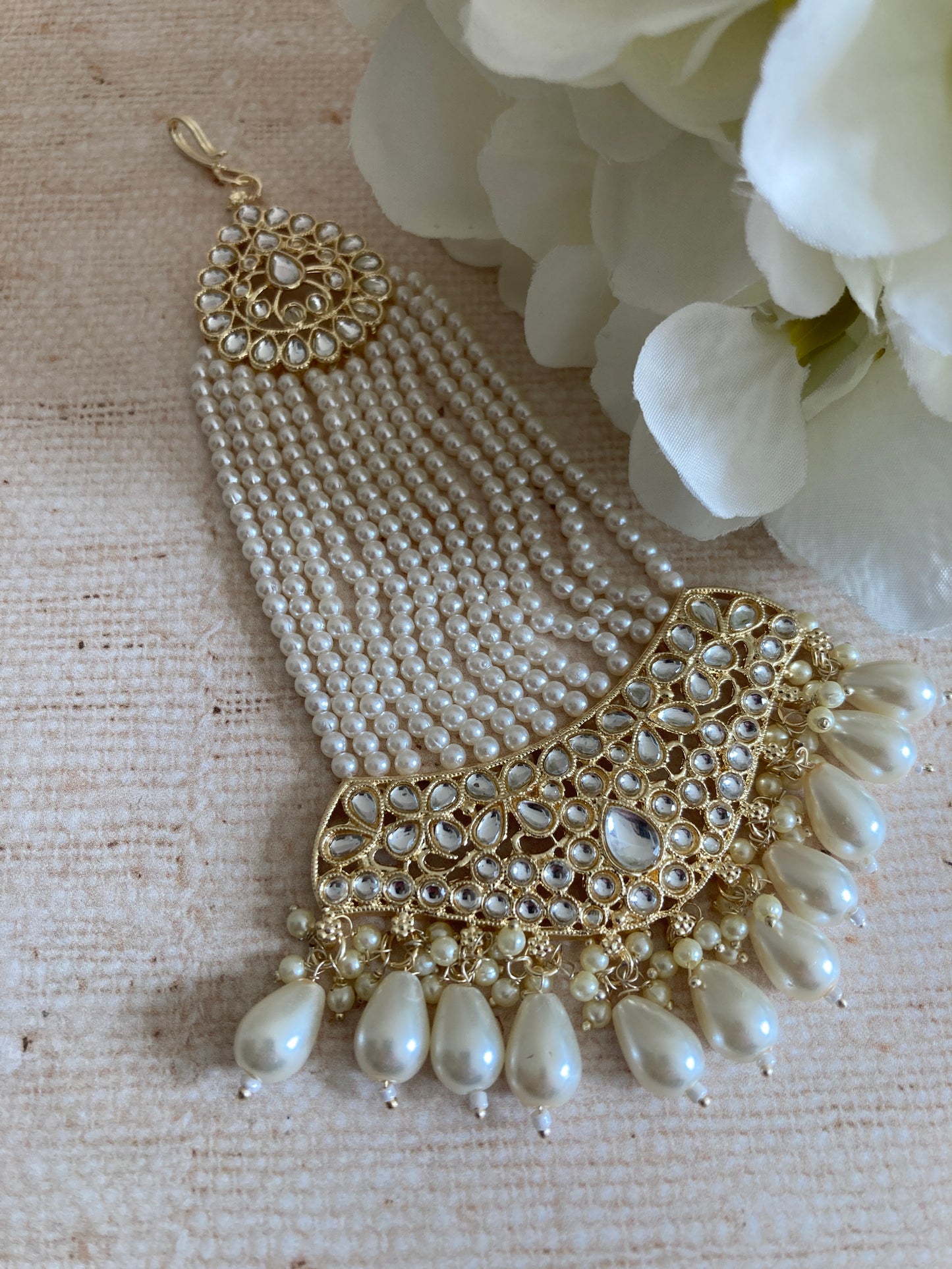 Rania Gold Plated Pearl Passa/Jhumar (ST1033)