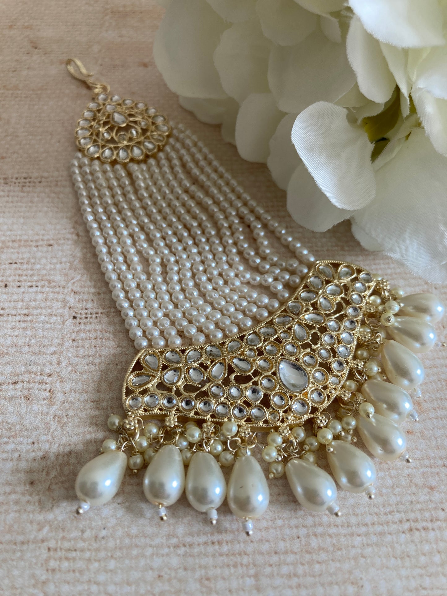 Rania Gold Plated Pearl Passa/Jhumar (ST1033)