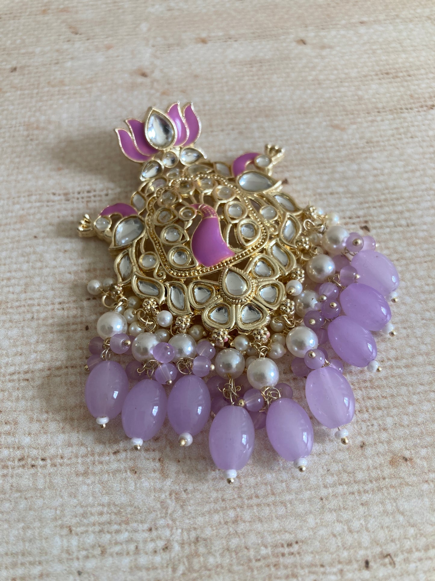 Purple Gold Plated Peacock Indian Earrings (ST1029)