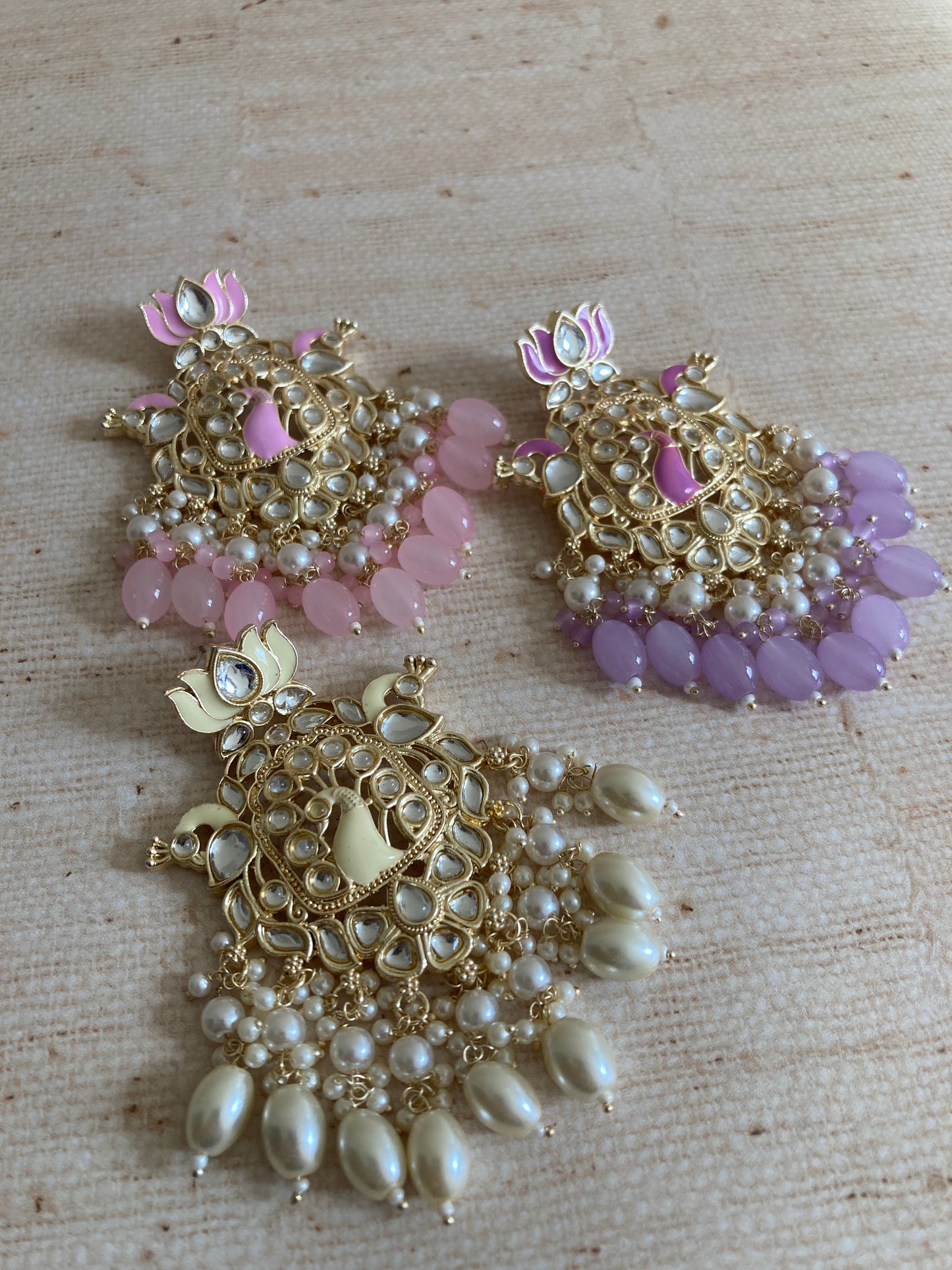 Pink Gold Plated Peacock Indian Earrings (ST1029)