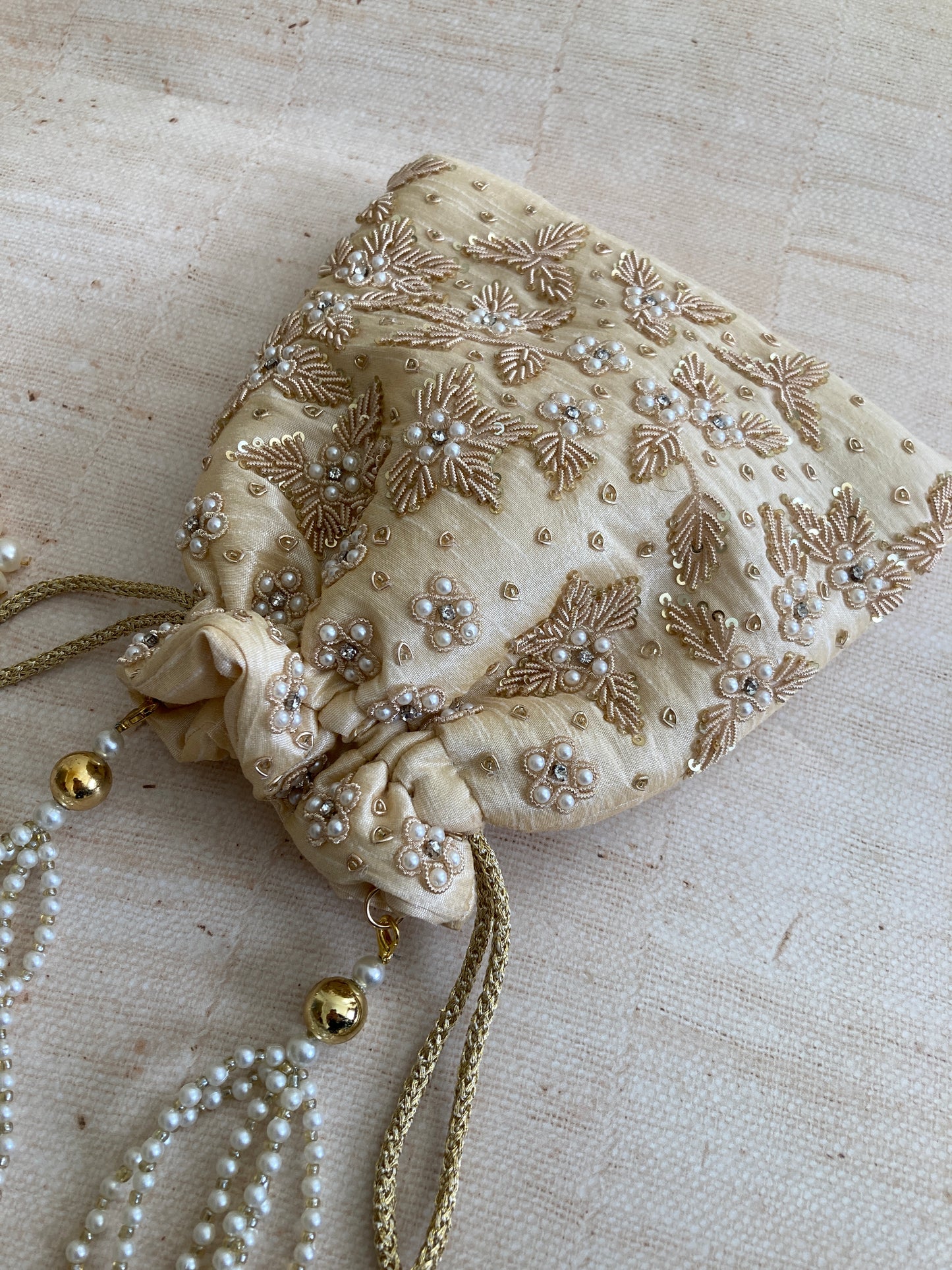 Simran Gold Pearl Potli Bag (ST810)