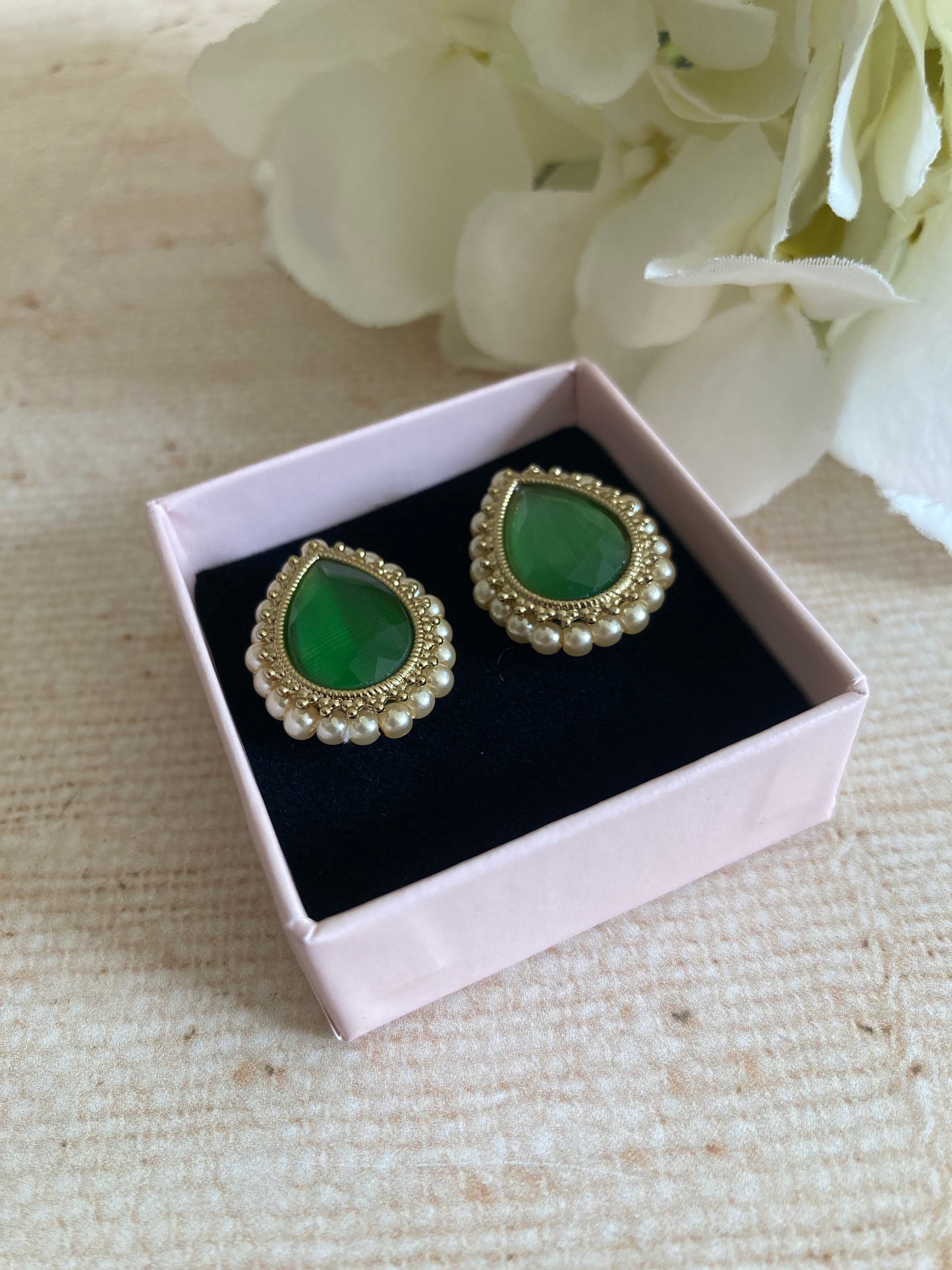 Maya Green Gold Stud Earrings (ST1035)