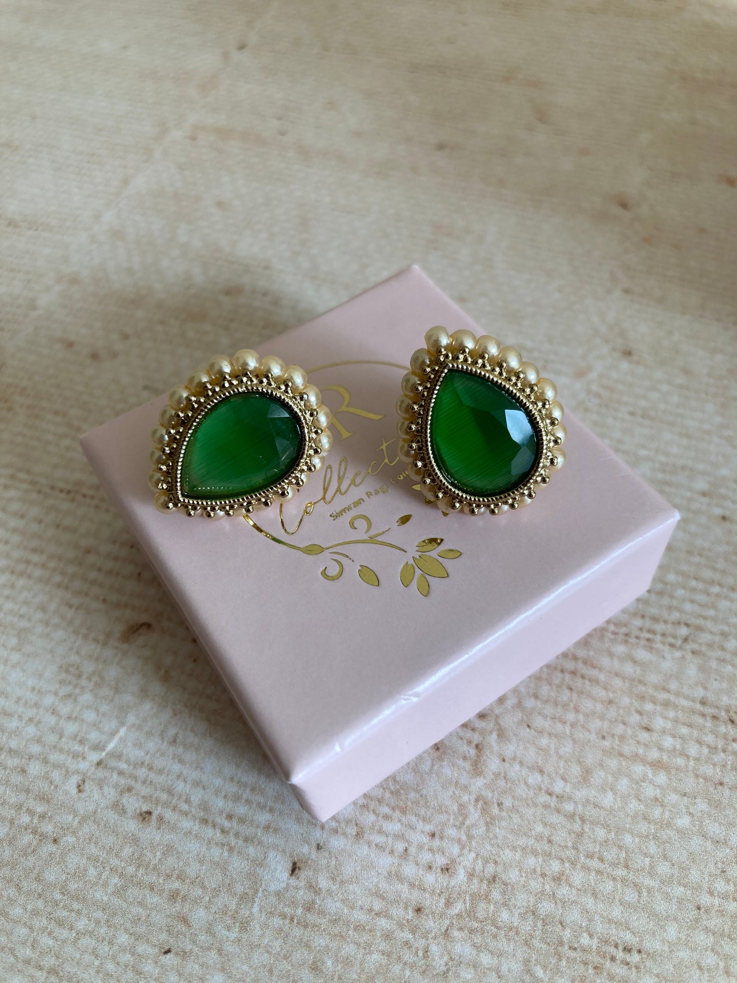 Maya Green Gold Stud Earrings (ST1035)