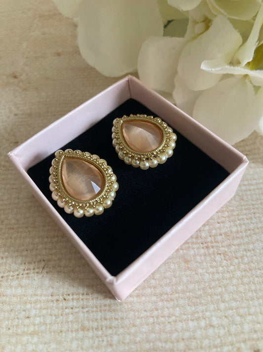 Maya Peach Gold Stud Earrings (ST1035)