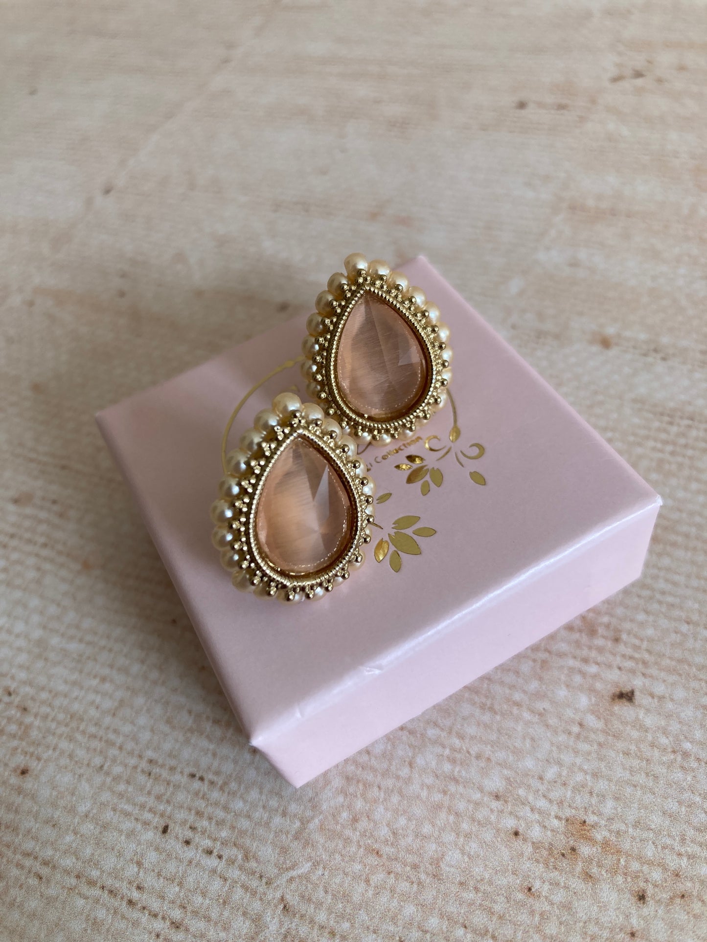 Maya Peach Gold Stud Earrings (ST1035)