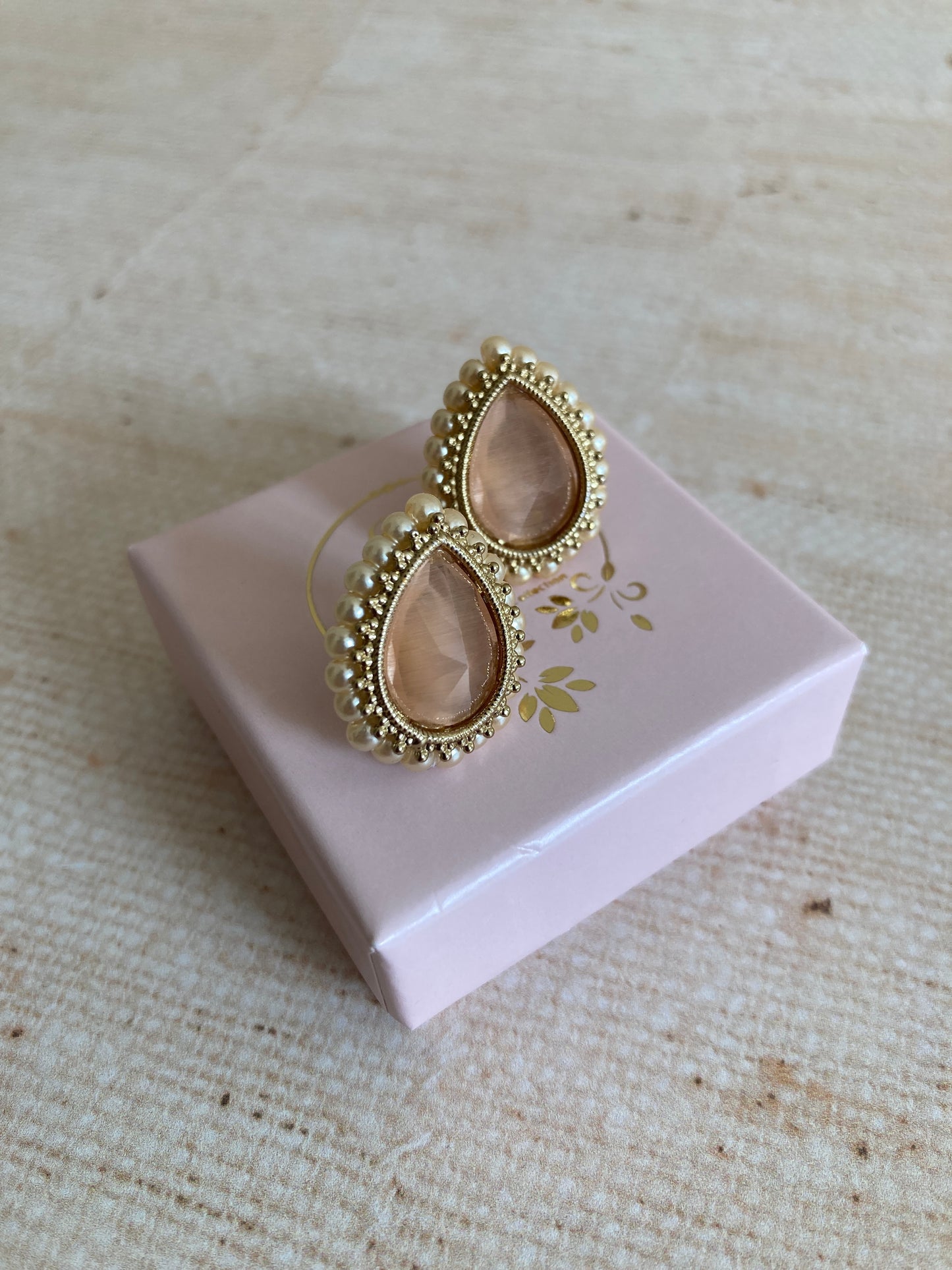 Maya Peach Gold Stud Earrings (ST1035)
