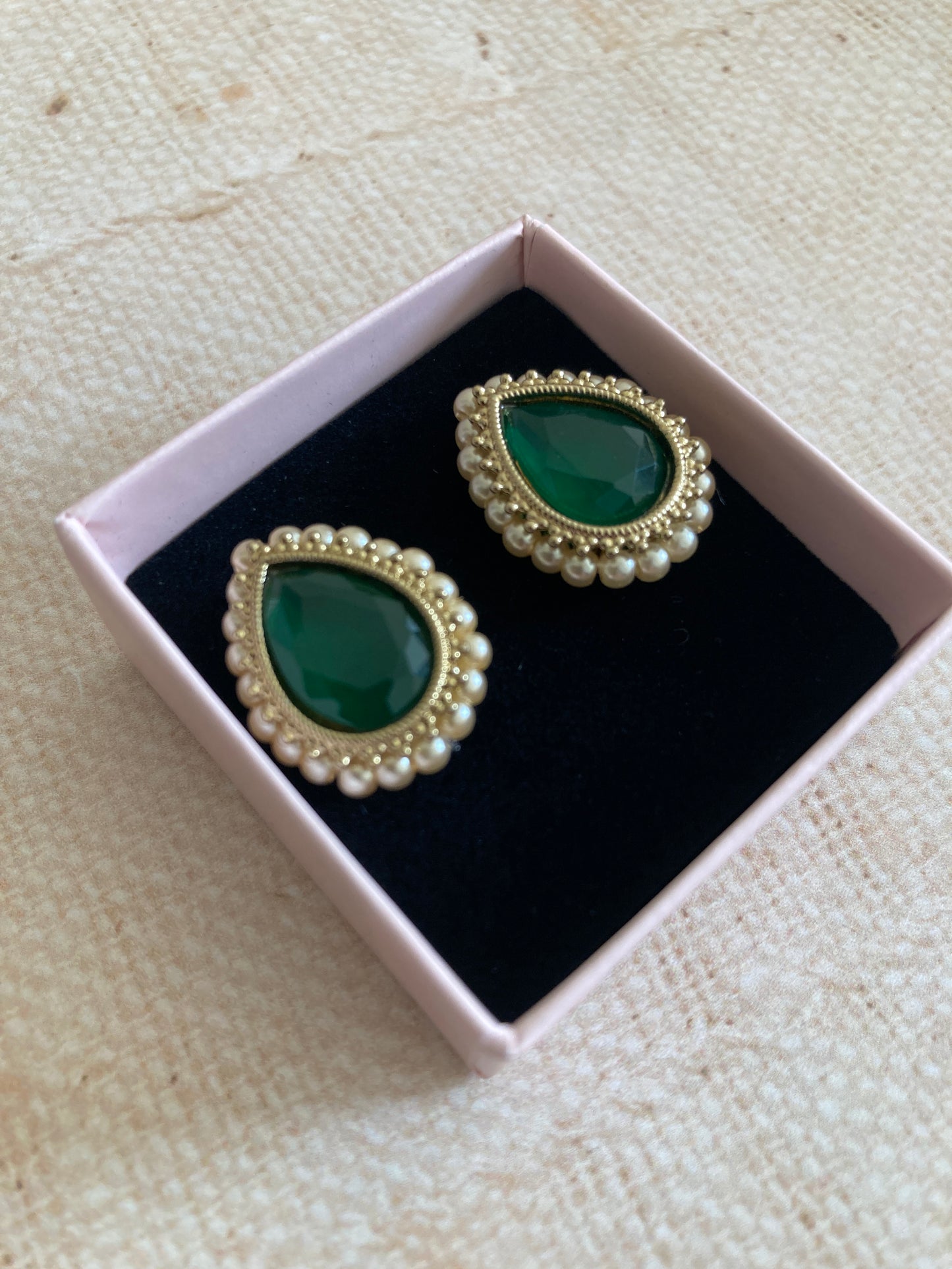 Maya Emerald Green Gold Stud Earrings (ST1035)