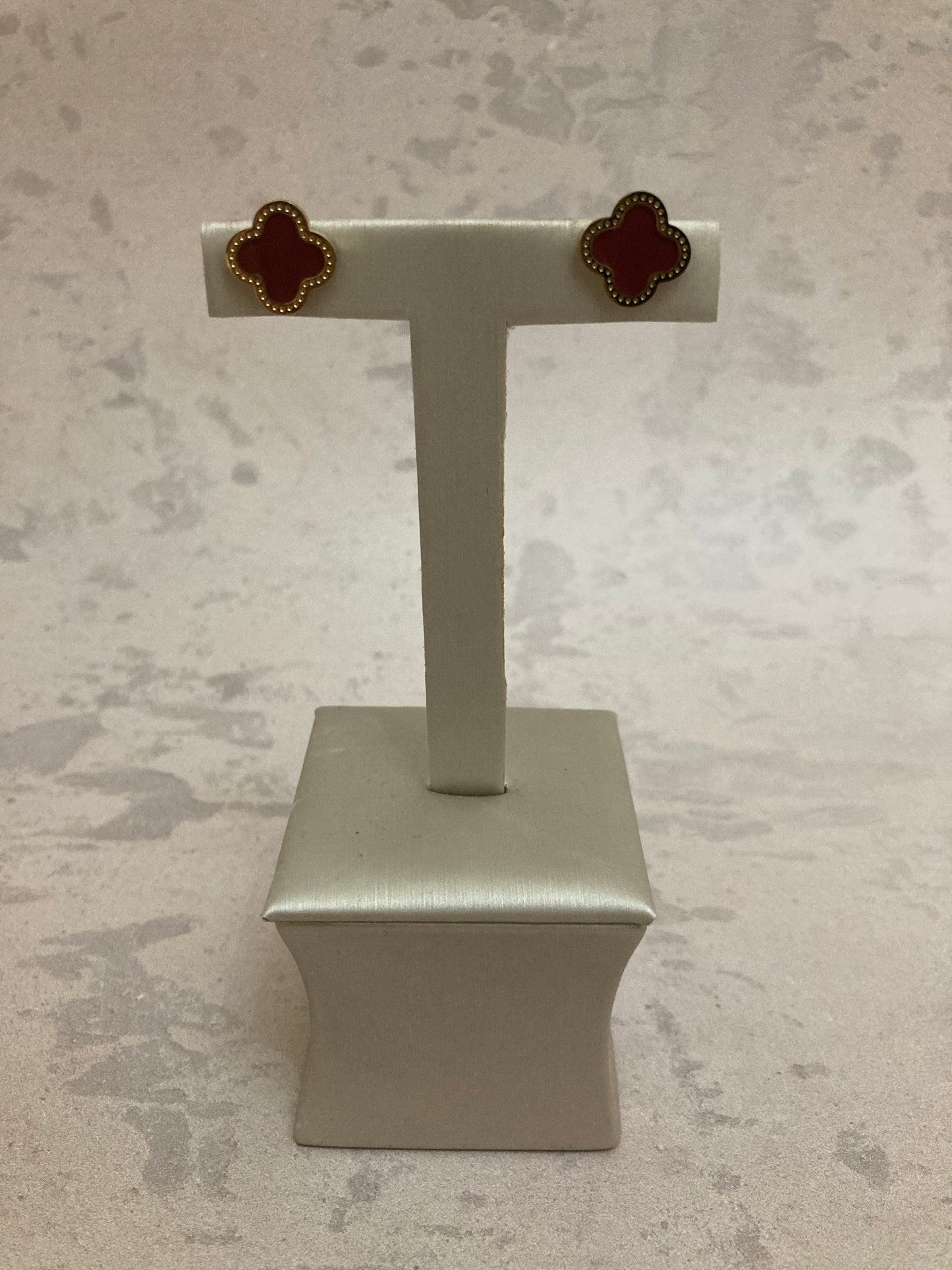 Clover Stud Earrings (ST814) (Maroon)