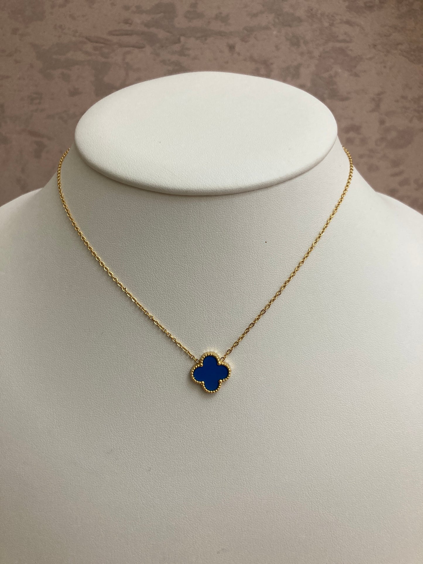 Gold Plated Blue Gold Single Clover Necklace (ST830)