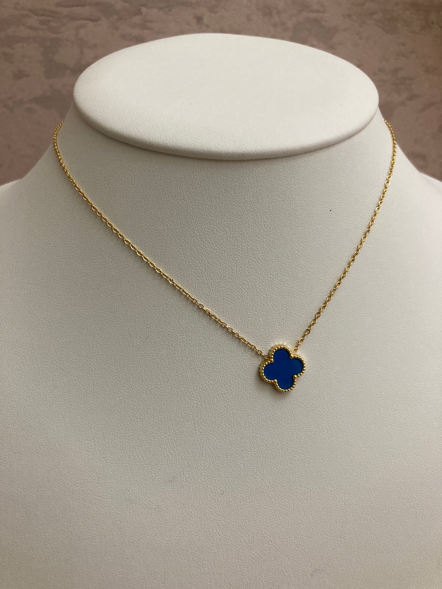 Gold Plated Blue Gold Single Clover Necklace (ST830)