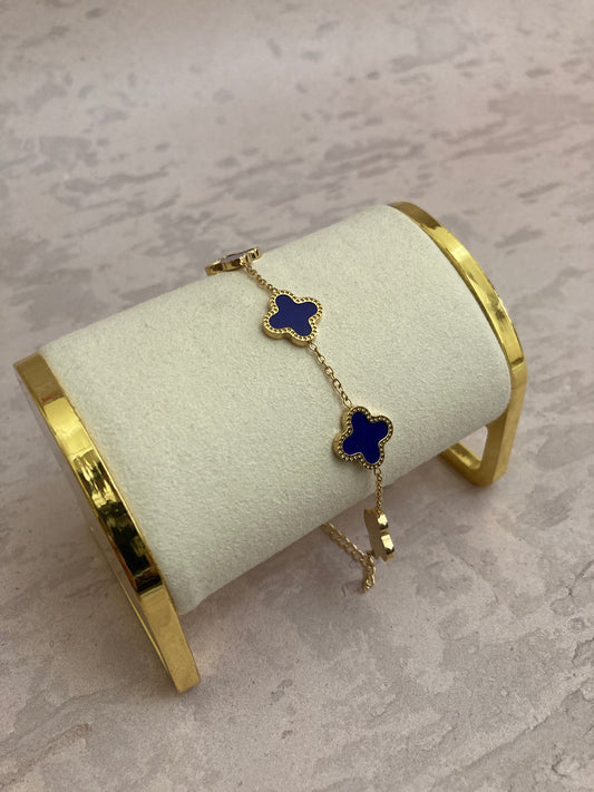 Buy Navy Gold Adina Clover Bracelet