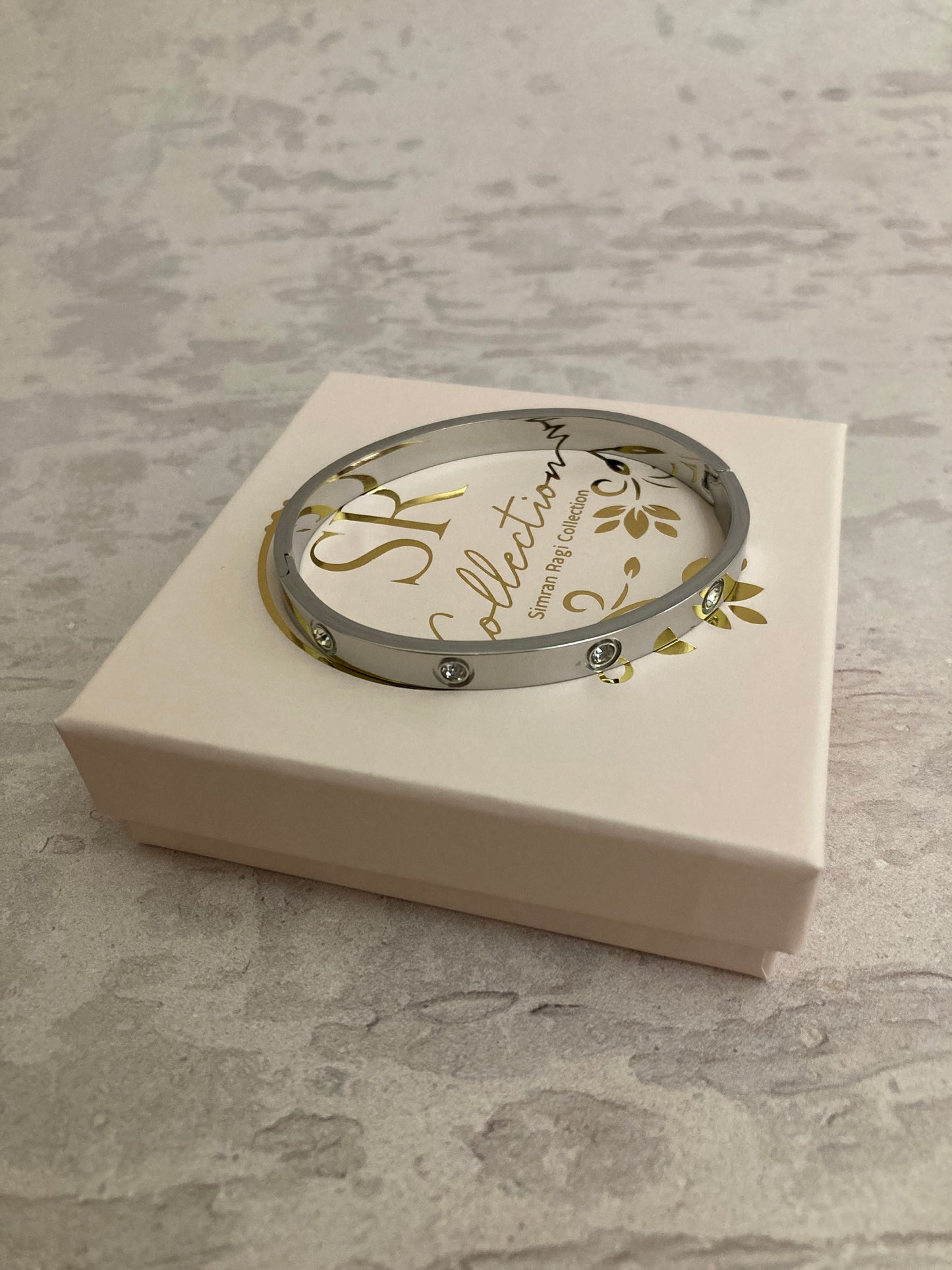 Stainless Steel Silver Zirconia Bangle (ST821)