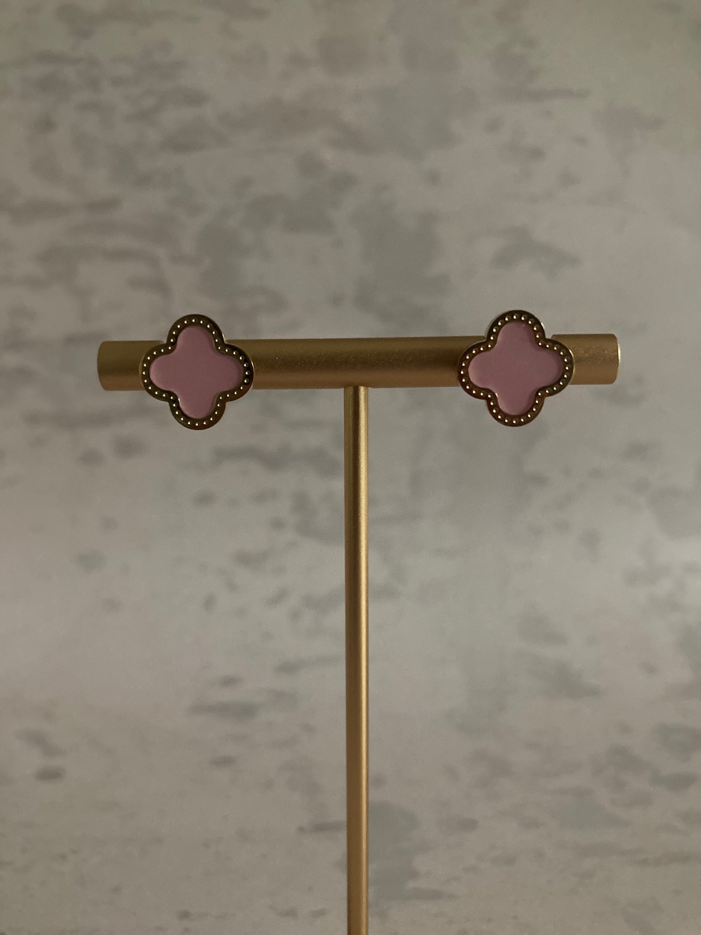Clover Stud Earrings (ST814) (Pink)