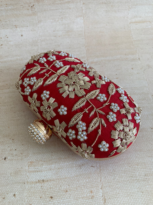 Lucia Oval Red Clutch (ST902)