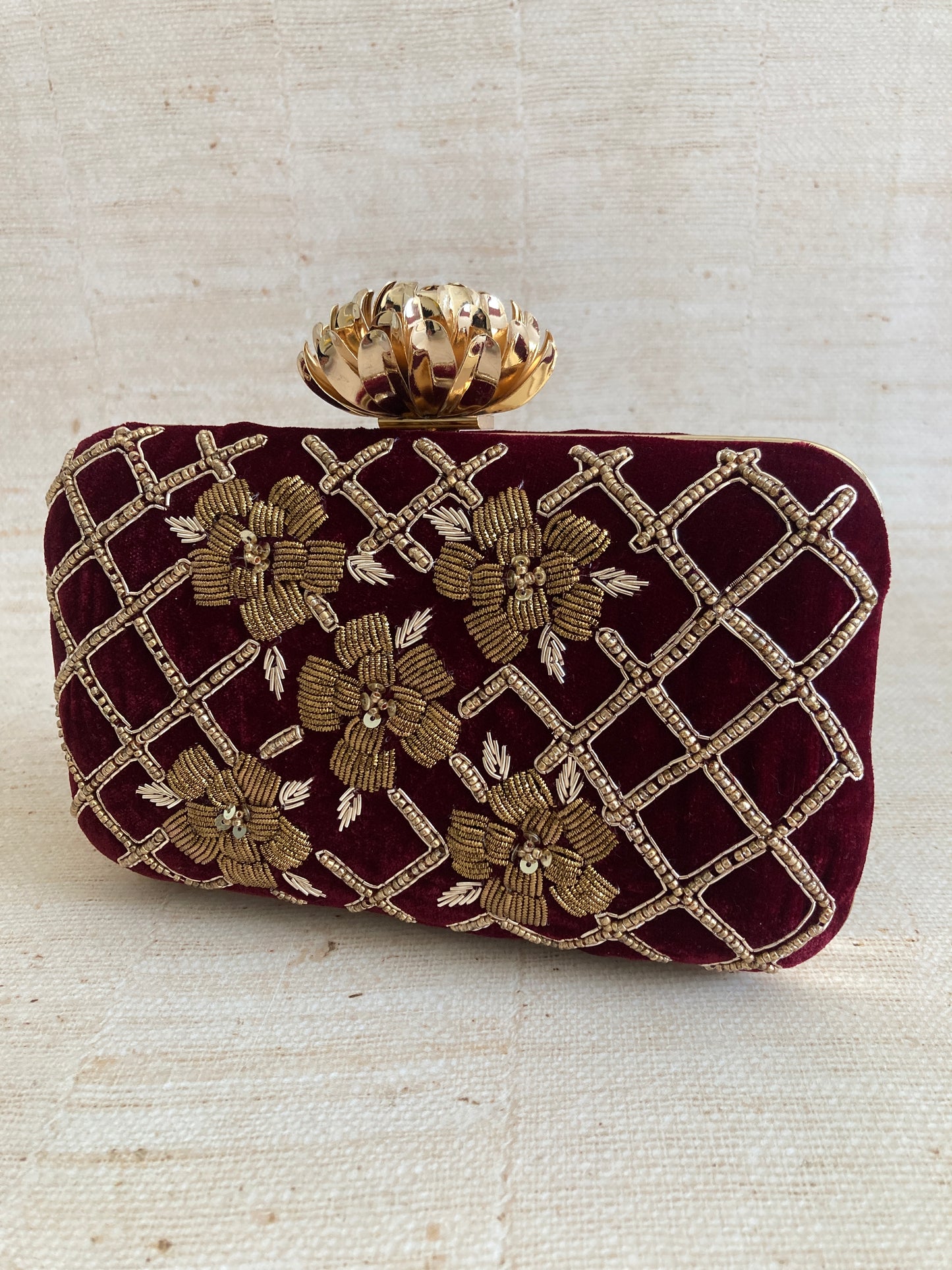 Jind (Rectangular Velvet Clutch) (Maroon) (ST1047)
