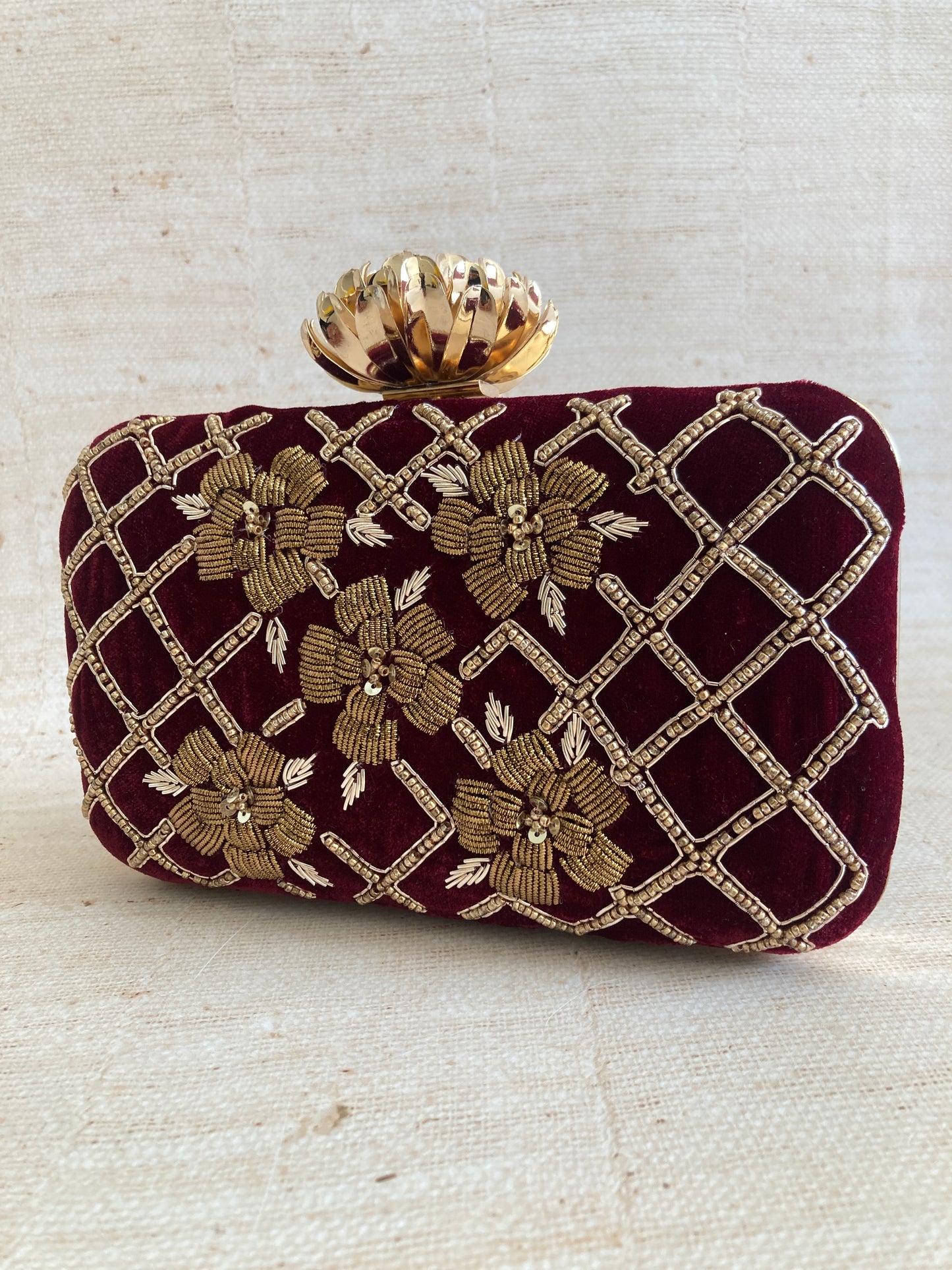 Jind (Rectangular Velvet Clutch) (Maroon) (ST1047)