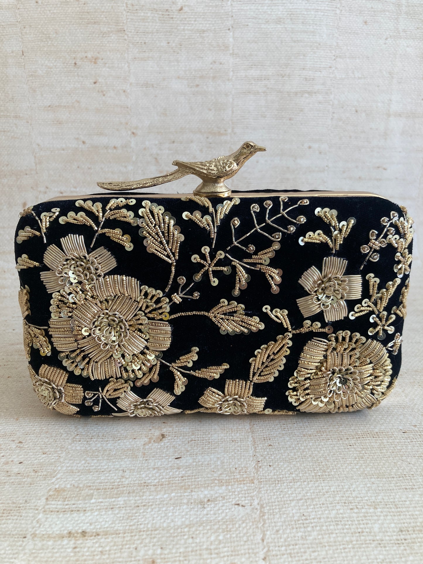 Laya (Velvet Rectangular Clutch) (Black) (ST1043)
