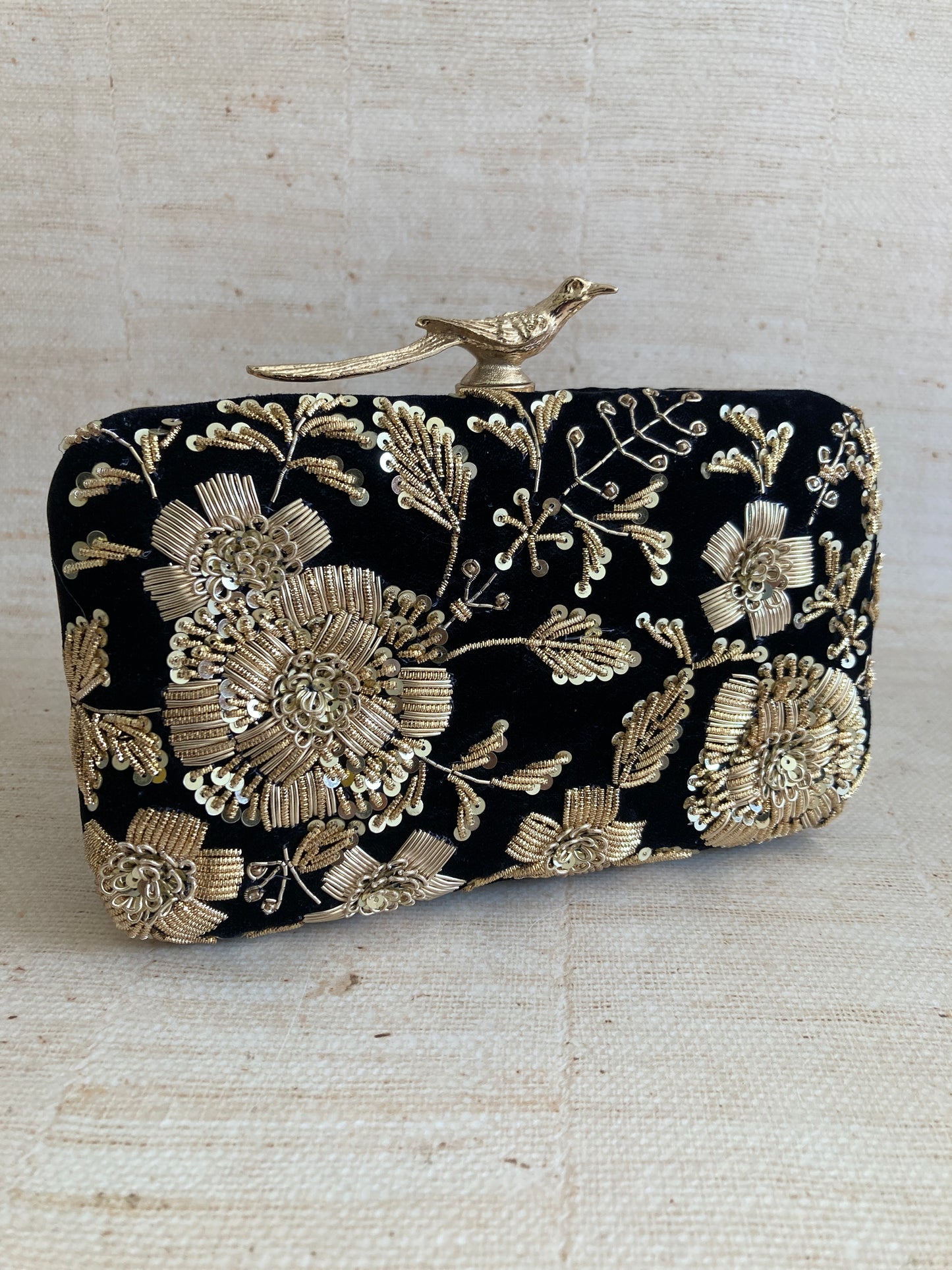 Laya (Velvet Rectangular Clutch) (Black) (ST1043)
