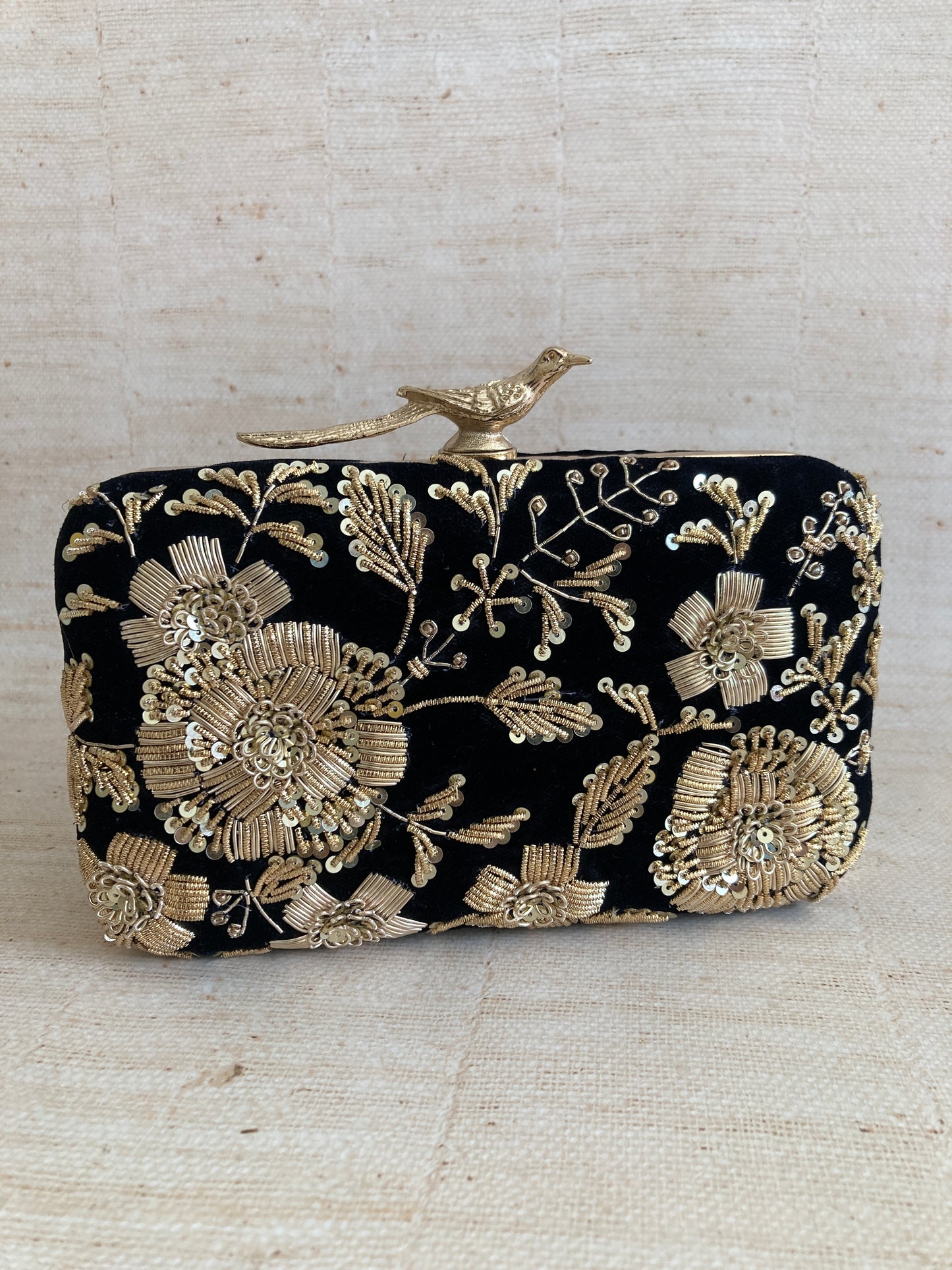 Laya (Velvet Rectangular Clutch) (Black) (ST1043)
