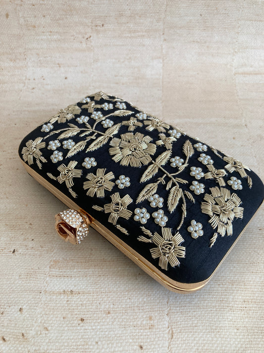 Alina (Rectangular Clutch) (Black) (ST859)